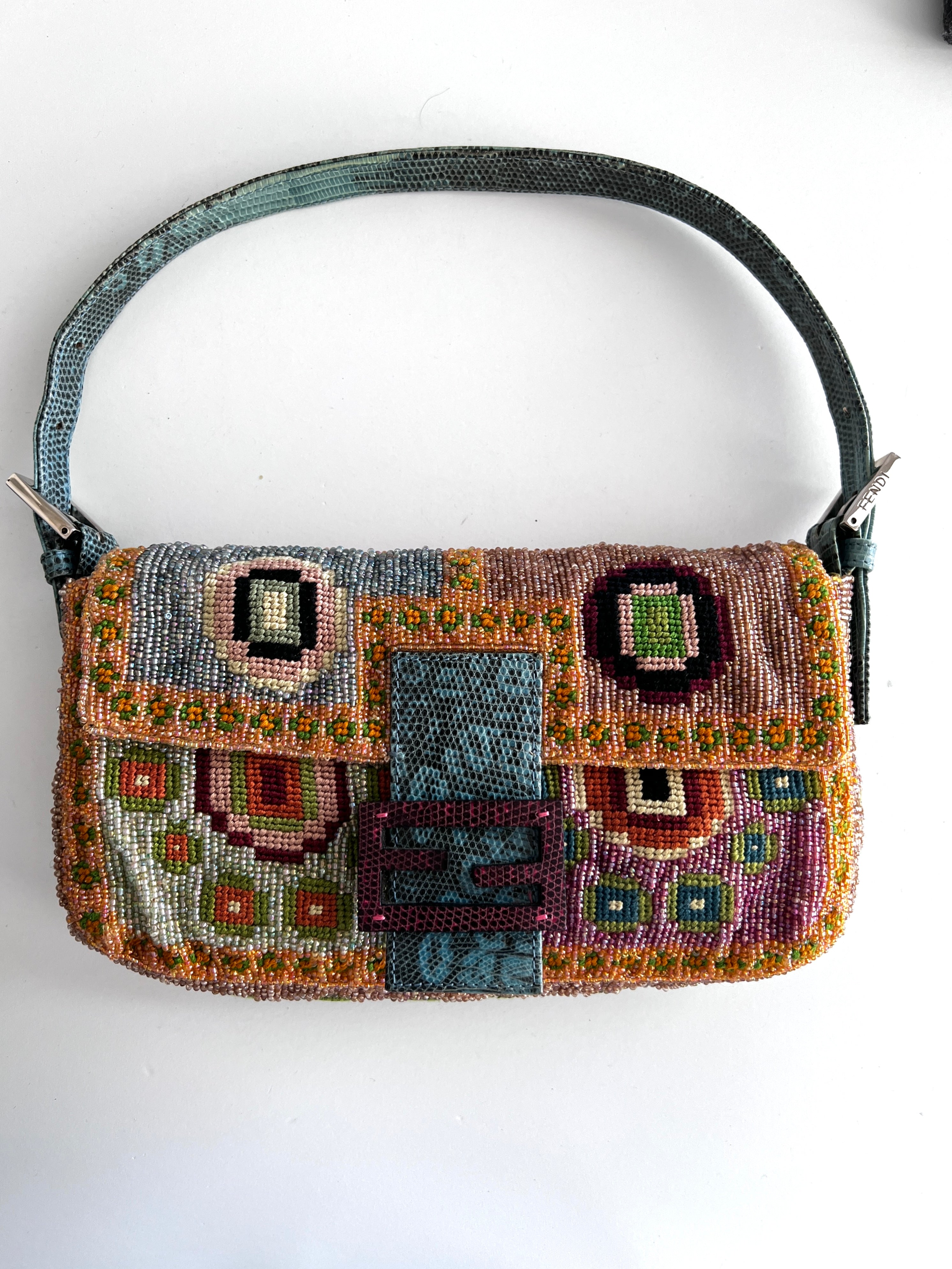 Vintage Fendi Madonna Beaded Baguette Bag - Luxury Designer Crossbody Purse for Women, Perfect for Parties, Weddings & Evening Events