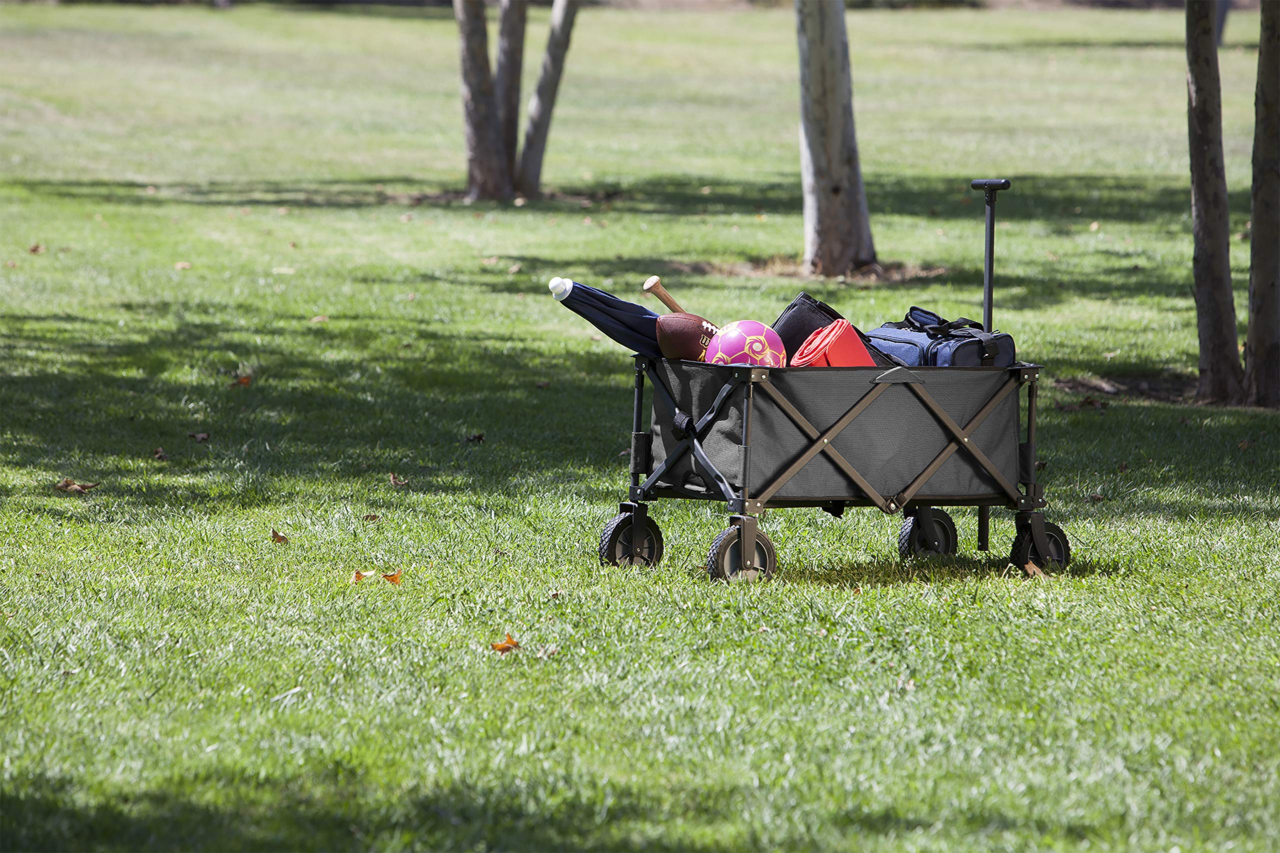 PICNIC TIME Adventure Wagon Elite - Foldable Utility Wagon with Table Top Lid & Soft Cooler Liner for Outdoor Camping, Beach Trips, and Tailgating