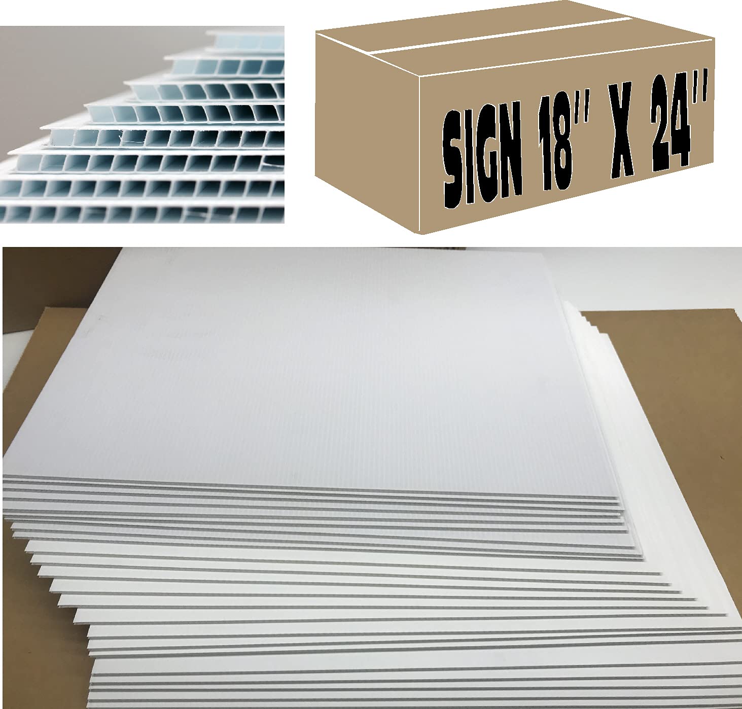 50 Pack 18x24 Inch Corrugated Plastic Yard Signs - 4mm Thick with Fluted Edge - Perfect for Advertising, Elections, Real Estate, Garage Sales & Events - Weatherproof & Durable - Same Day Shipping via UPS (Great for Political Campaigns, Business Promotions & Outdoor Signage)