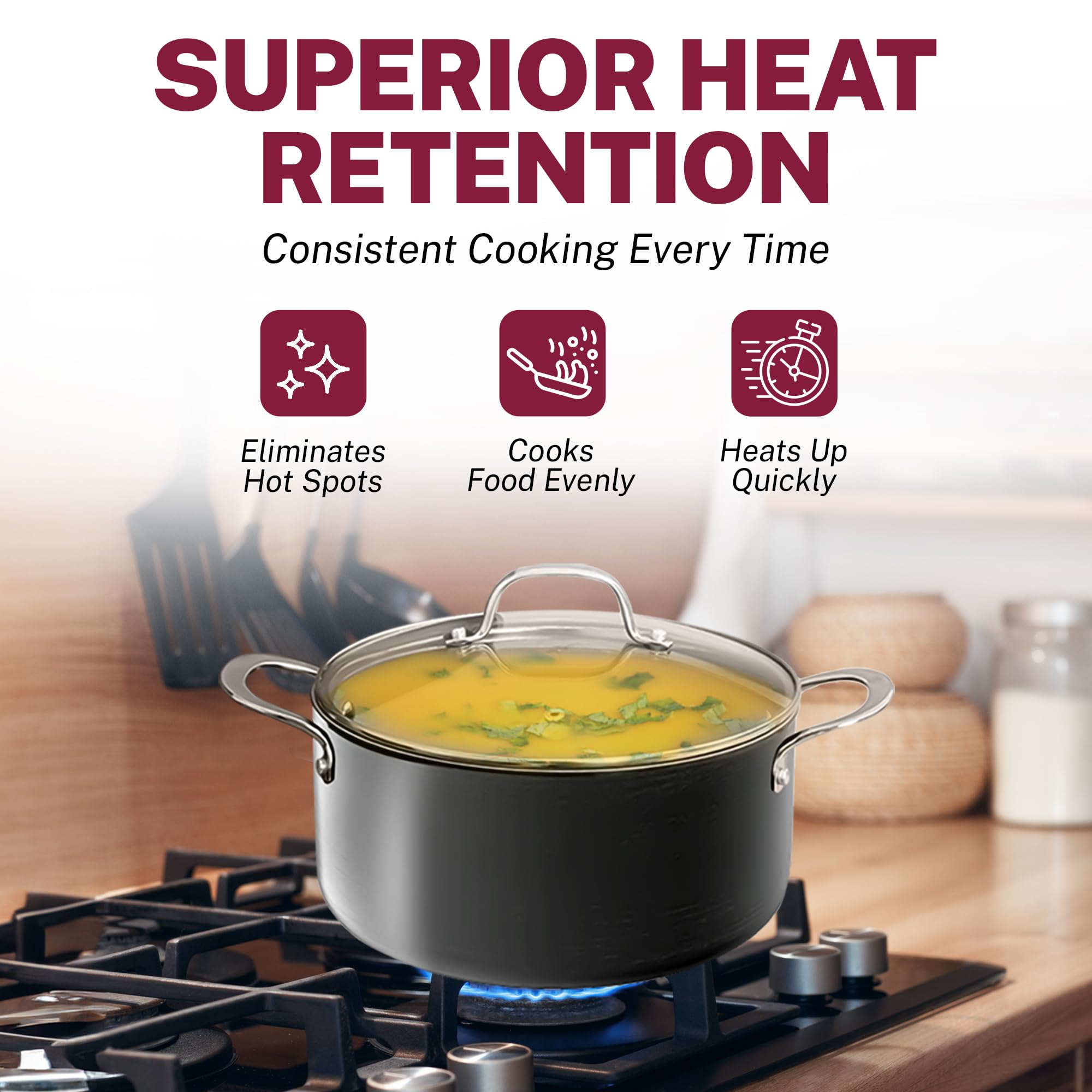 Granitestone 13-Piece Ceramic Non-Stick Cookware Set - Hard Anodized Pots & Pans for Kitchen | Dishwasher Safe & Scratch Resistant | Perfect for Frying, Sautéing & Everyday Cooking