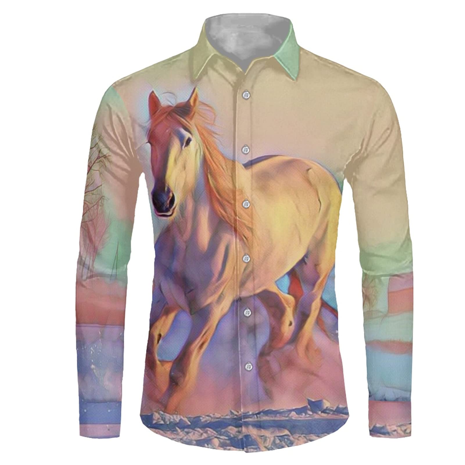 Coloranimal Novelty Hawaiian Men's Button Down Dress Shirts - Casual & Business T-Shirt Tops for Work, Vacation & Parties (Sizes XS-4XL) | Perfect for Office Wear, Beach Outings & Summer Events