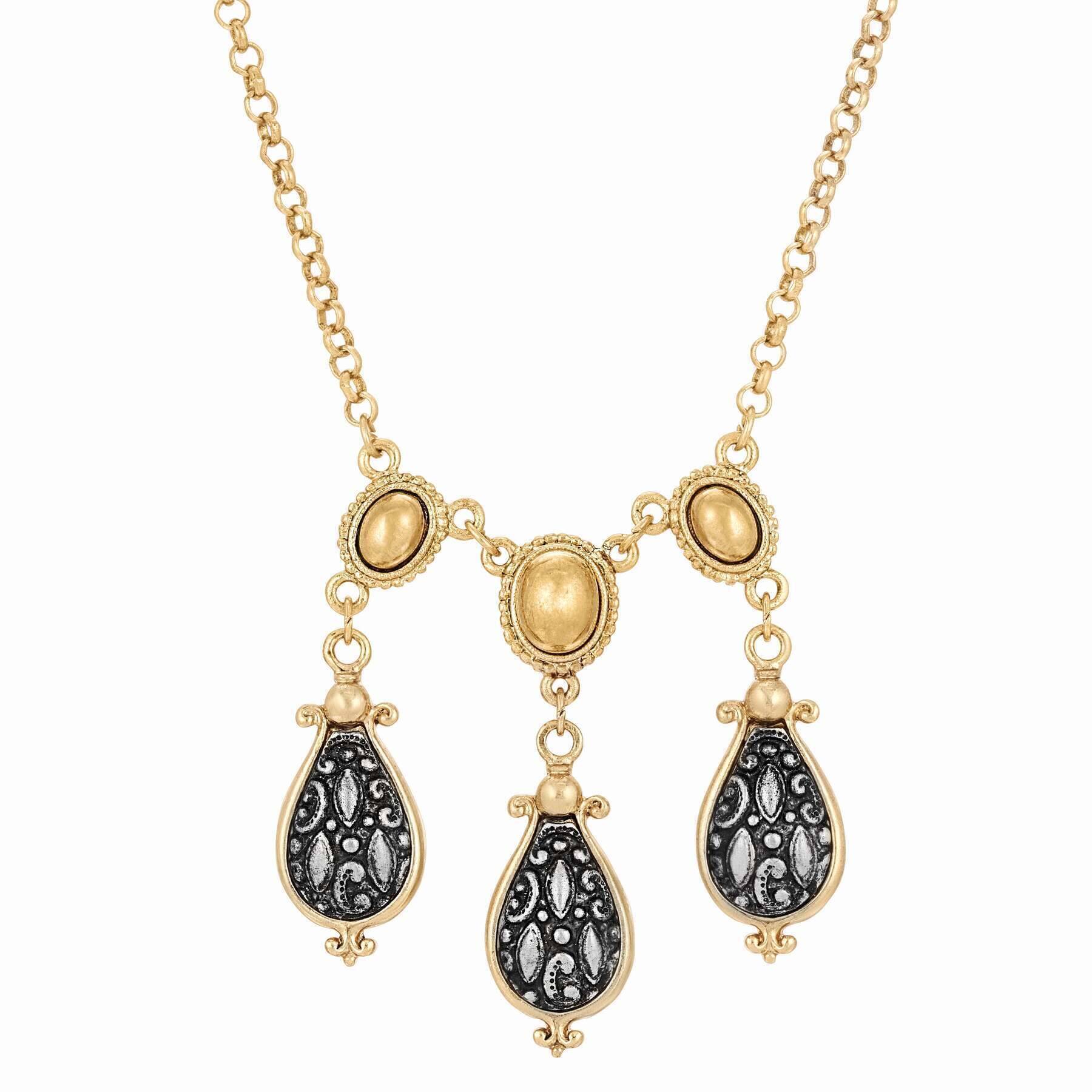 1928 Jewelry Antioch Teardrop Gold Stone Necklace - 16