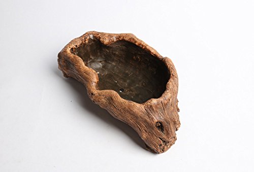 NWFashion Wooden Brown Succulent Planter - Handmade Flower Pot for Indoor & Outdoor Plants - Perfect for Home Decor, Office Desk, Garden, and Patio
