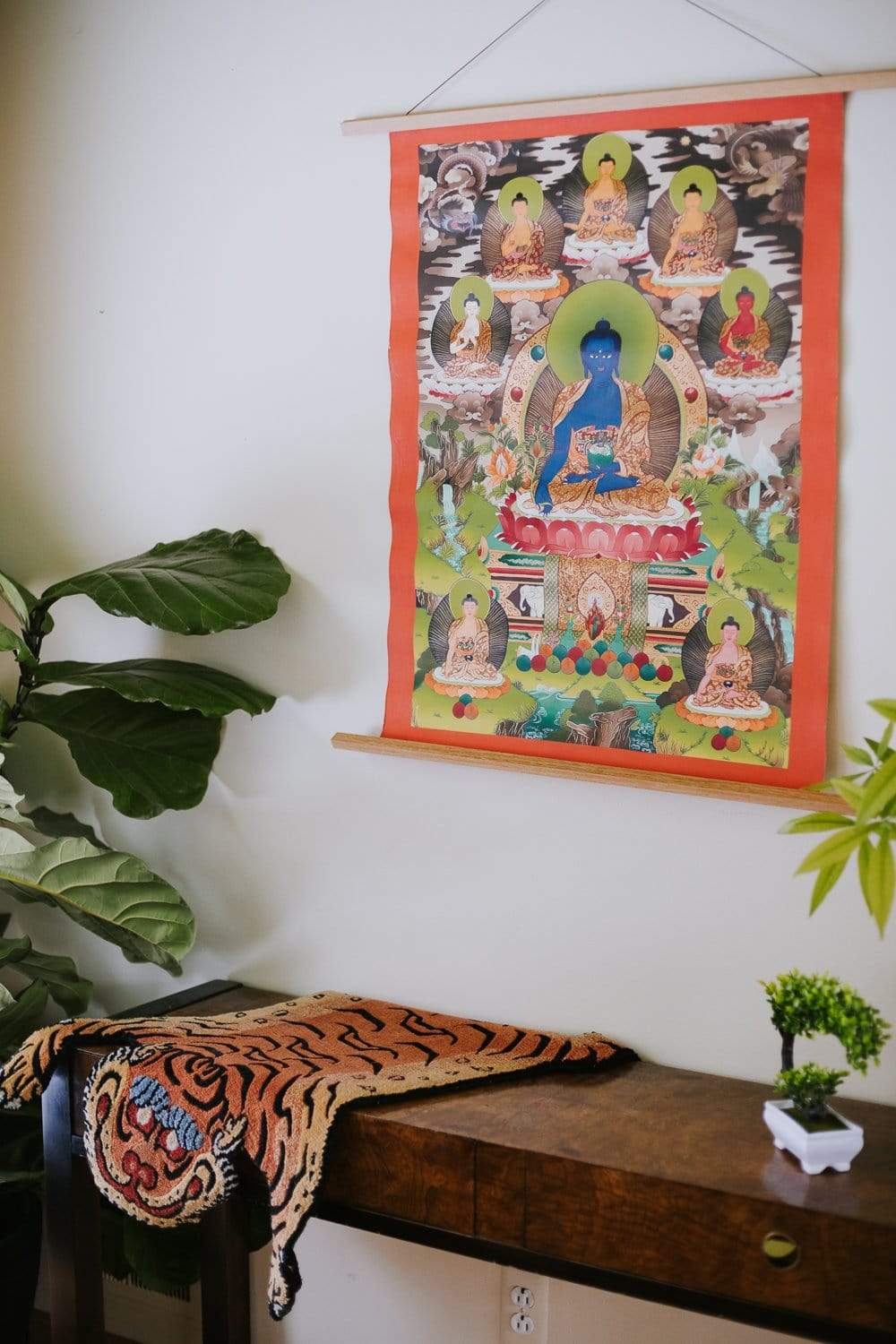 Colorful Eight Medicine Buddha Thangka - Tibetan Buddhist Wall Art for Home & Meditation Room Decor - Perfect for Spiritual Healing, Yoga Studios, and Gift Giving