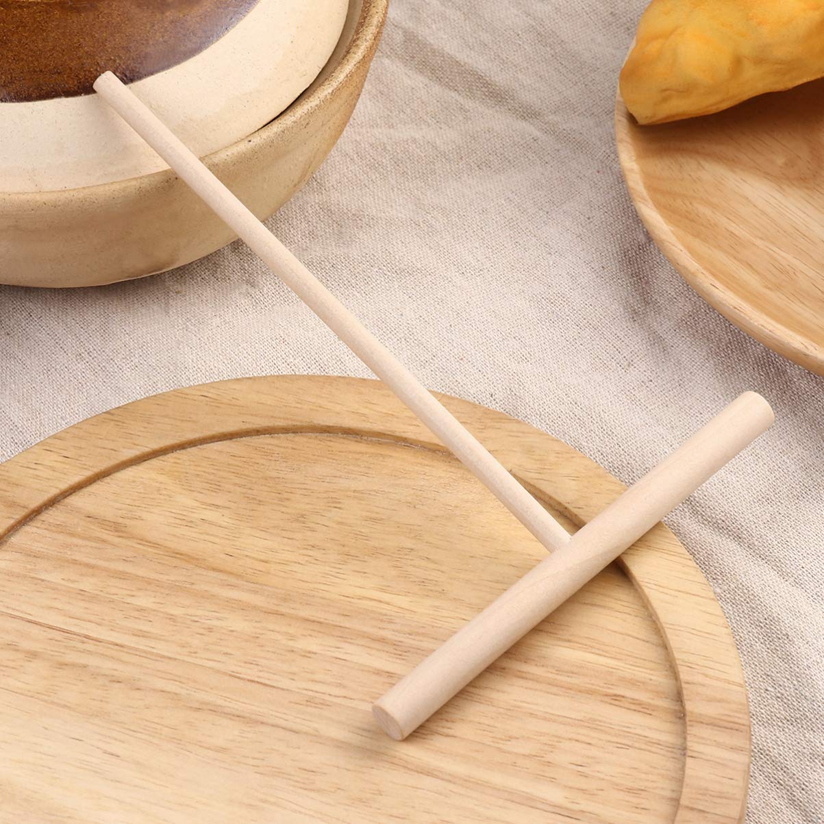 Cabilock Wooden Kitchen Utensils Set - Natural Wood Crepe Pancake Spreader & Dough Distributor - Eco-Friendly Cooking Tools for Baking, Pancakes & Pastry Making - Perfect for Home Chefs & Professional Bakers