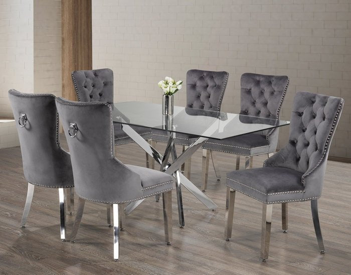 Modern Glass Dining Table with Swivel Chrome Legs - Stylish Round Tempered Glass Top for Kitchen, Dining Room & Small Space Decor