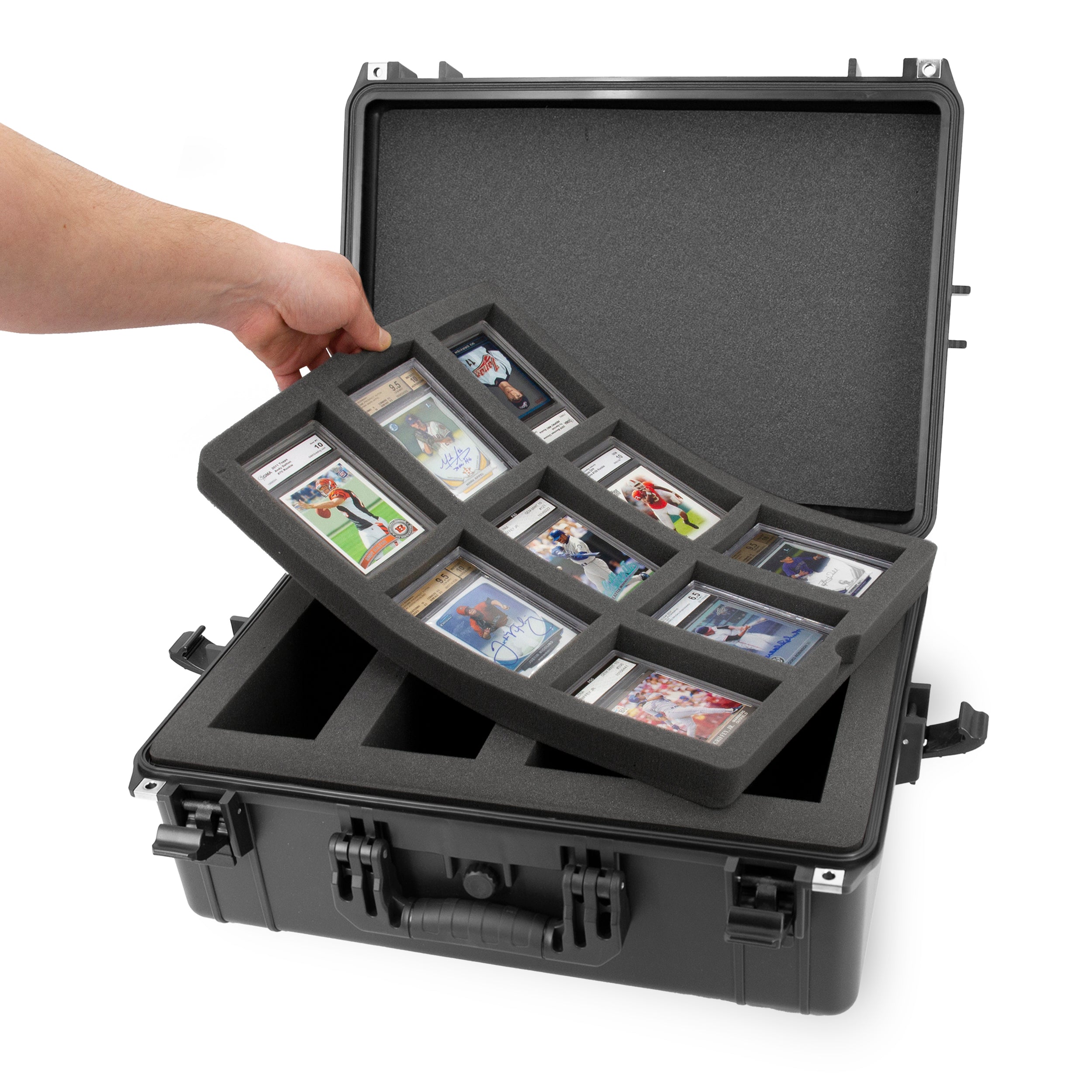 CASEMATIX XL Graded Card Case - Waterproof Storage Box for 160+ BGS PSA FGS Graded Sports Trading Cards | Perfect for Collectors & Card Show Protection