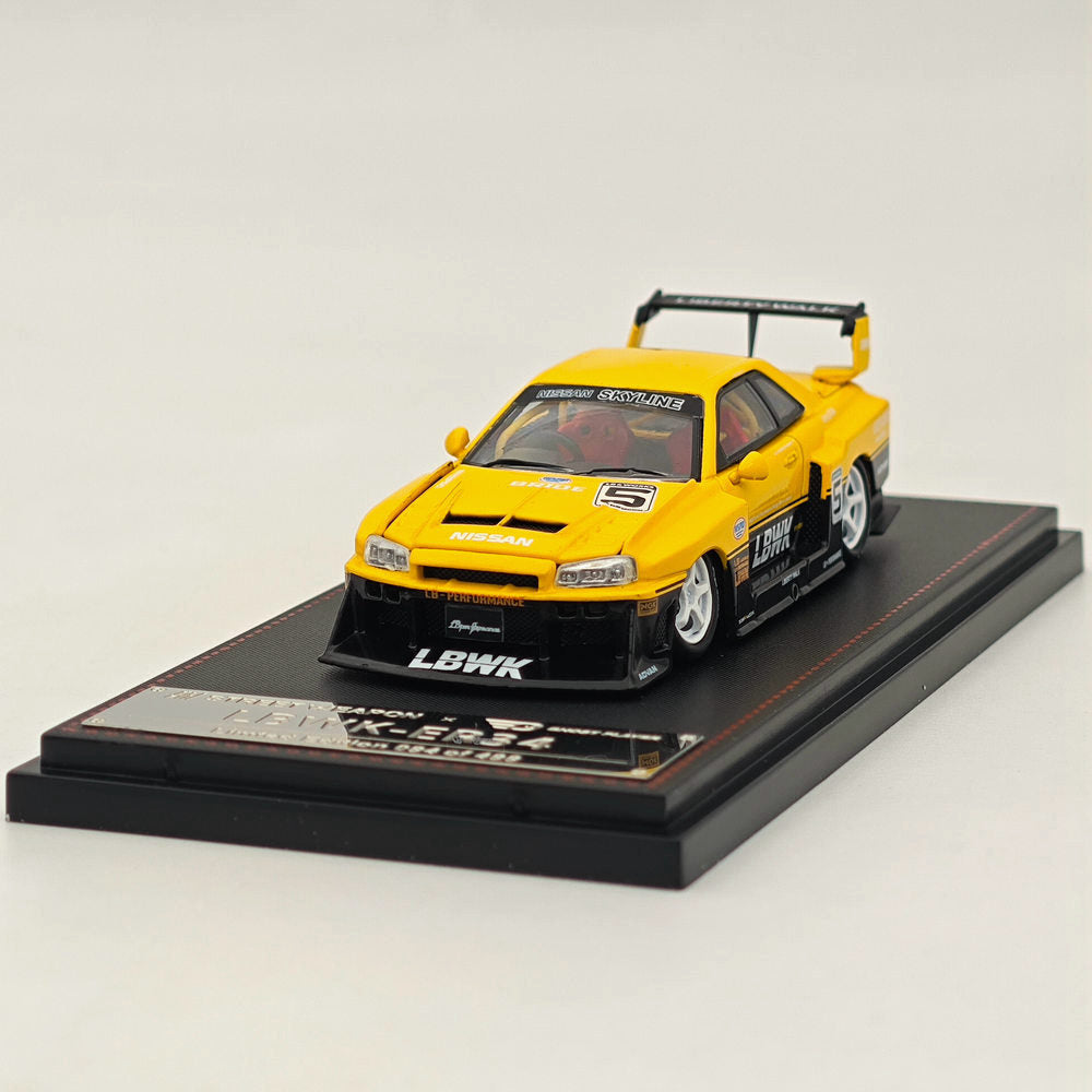 1/64 Scale Street Weapon Nissan GT-R ER34 #5 LBWK Yellow Diecast Model Car - Collectible Toy Car for Adults & Kids - Perfect for Display, Gifts, and Racing Enthusiasts