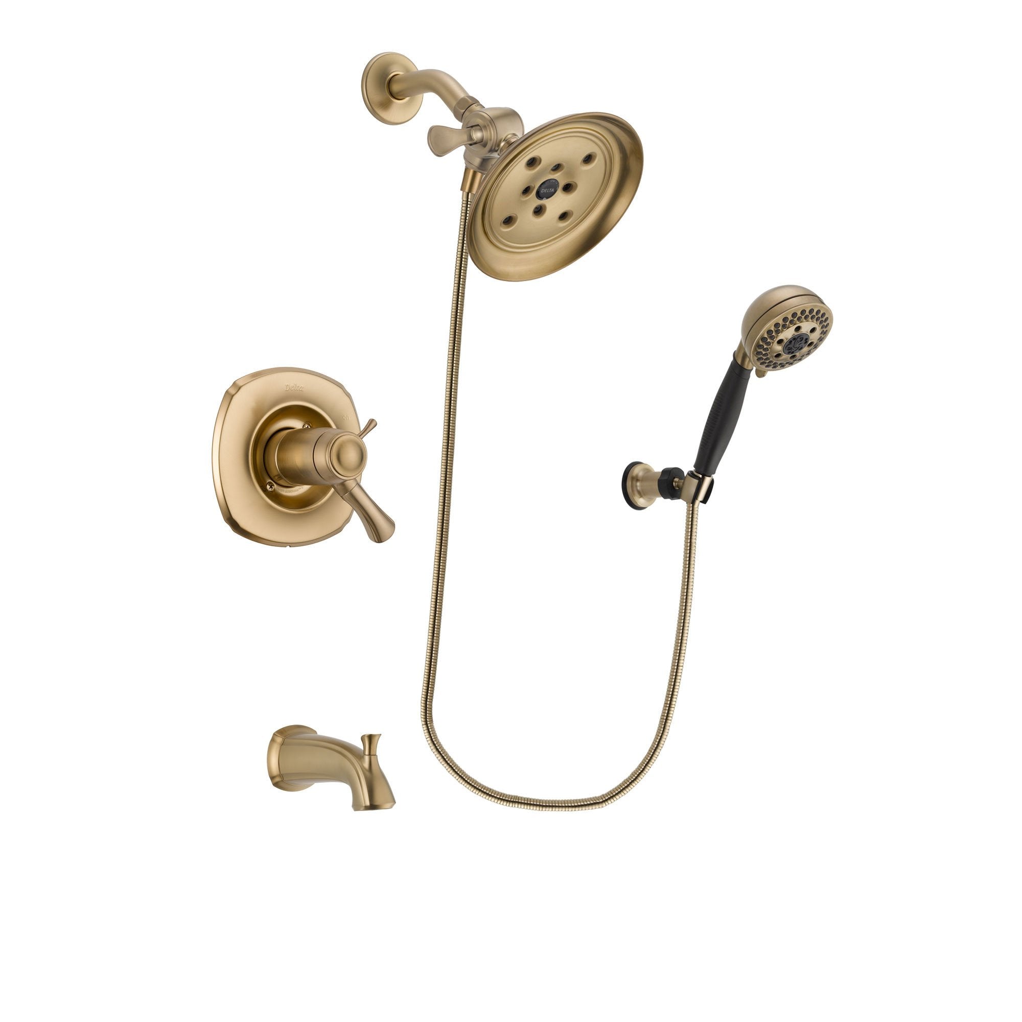 Delta Addison Champagne Bronze Thermostatic Tub and Shower Faucet System with Large Rain Shower Head & 5-Spray Hand Shower - Includes Rough-in Valve & Tub Spout DSP3789V - Perfect for Modern Bathroom Renovations & Spa-Like Shower Experience