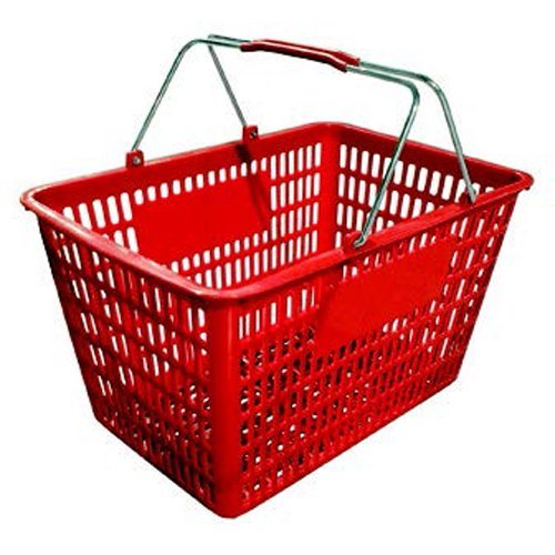 FMA OMCAN Plastic Shopping Basket - Durable Red Grocery Basket for Supermarket, Retail Store, and Home Organization - Perfect for Shopping, Storage, and Display
