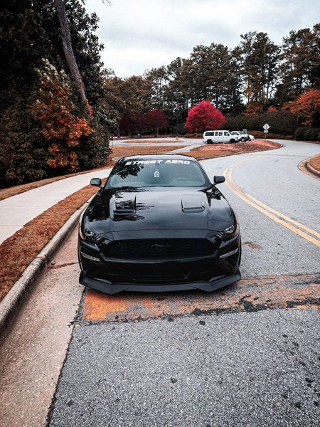 2018-2023 Ford Mustang GT R Spec Style Front Bumper Lip Splitter - PP Unpainted Matte Black (One Piece) | Aerodynamic Upgrade for Street Racing & Car Shows