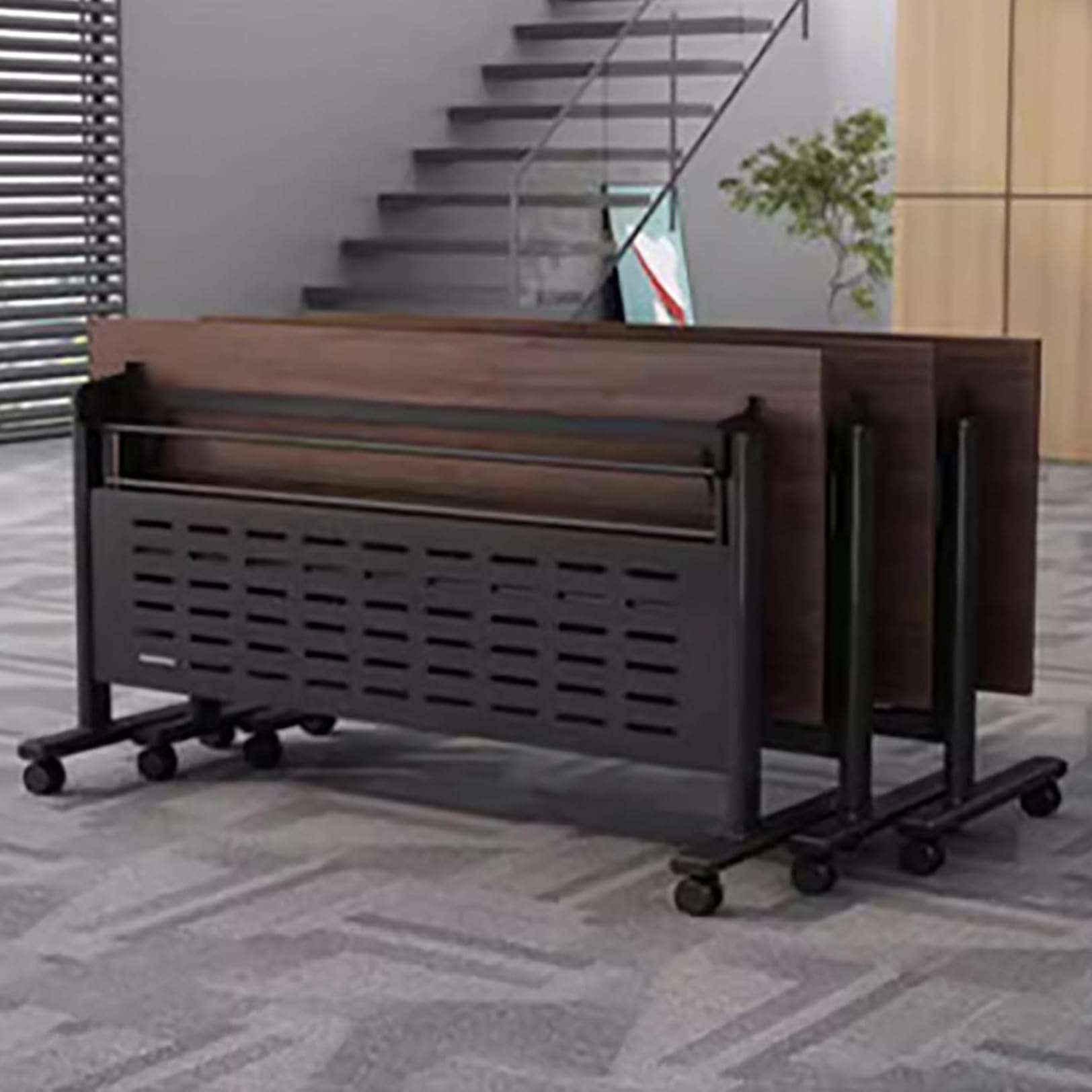 Foldable Conference Table with Wheels - Portable Mobile Meeting & Seminar Table for Office, Classroom, Training Room - Ideal for Business Presentations, Team Meetings & Educational Workshops