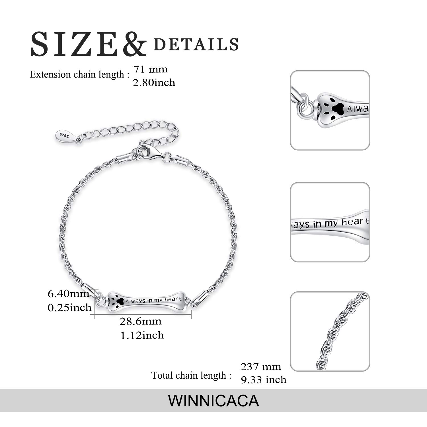 WINNICACA Sterling Silver Cremation Jewelry Bracelet - Keepsake Urn for Ashes with Funnel Filler - Memorial Gift for Loved Ones | Wearable Remembrance for Everyday Comfort & Special Occasions
