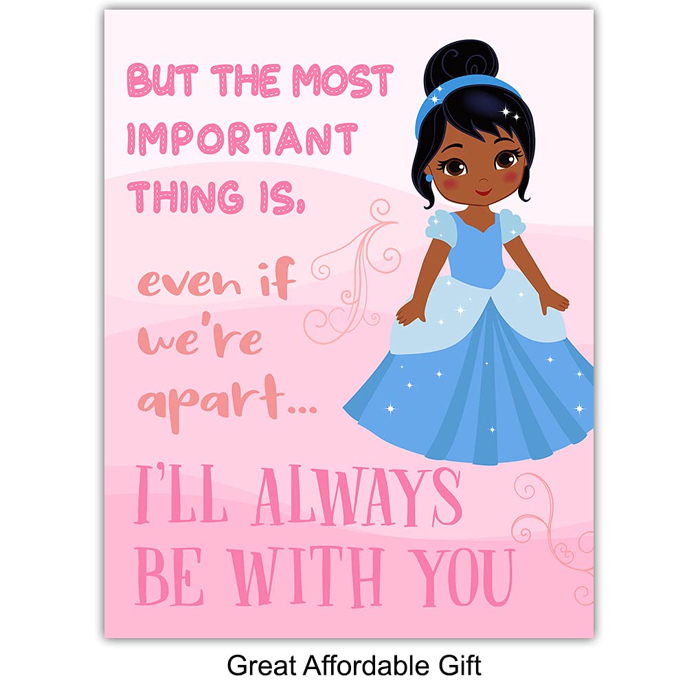 Black Girls Wall Art - African American Girl Wall Decor - Pink Princess Wall Decor for Toddler & Little Girls Bedroom - Cute Girls Room Decor & Baby Girl Nursery Decorations - Positive Affirmation Daughter Gifts for Birthday, Christmas & Room Makeover