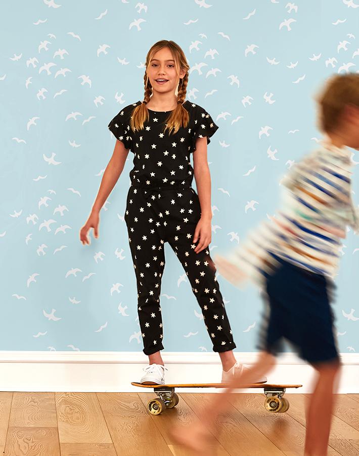 Gulls Wallpaper by Tea Collection - Pale Blue Coastal Design for Nursery, Bedroom & Bathroom Decor