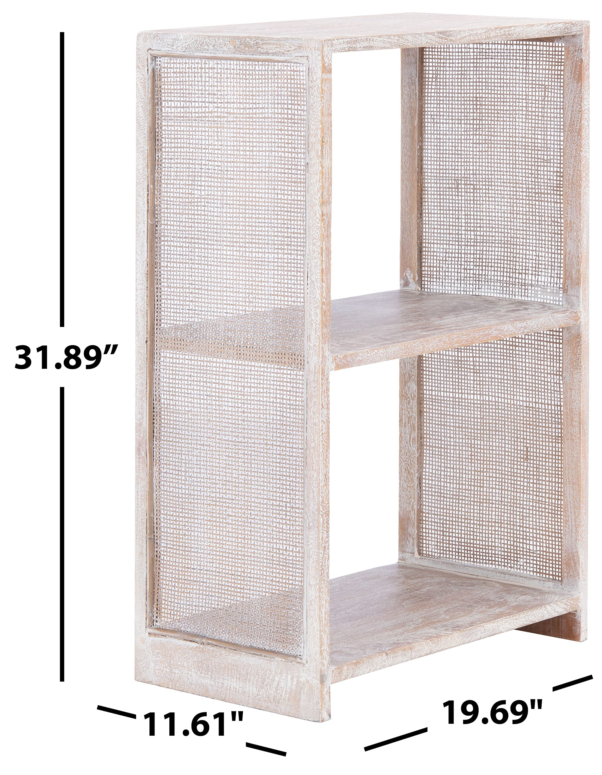 SAFAVIEH PAT4011C Outdoor Rattan Bistro Table - Weather-Resistant White Wicker Dining Set for Patio, Garden, Poolside & Balcony - Perfect for Outdoor Entertaining & Relaxation