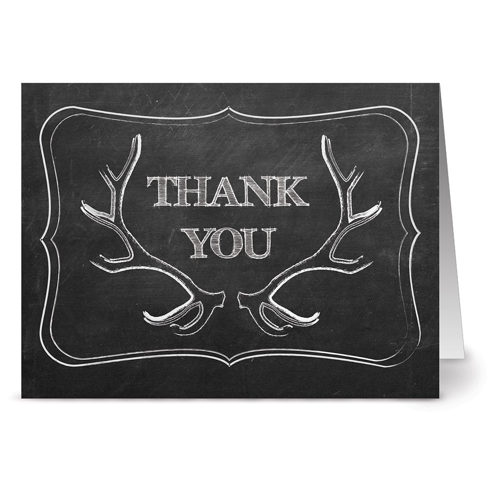 Premium Thank You Cards with Kraft Envelopes - 24 Pack Blank Note Cards for All Occasions | Elegant Antler Design, Glossy Finish | Perfect for Birthdays, Weddings, Gifts & Business Appreciation | Express Gratitude in Style