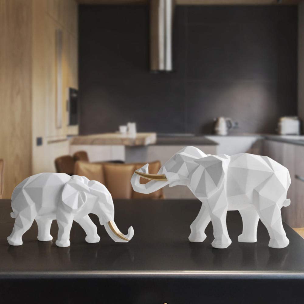 Nordic Modern Creative Elephant Resin Sculpture - 2Pcs/Set Animal Statue for Home & Office Decor | Desktop Art Display, Living Room Centerpiece, Gift Idea