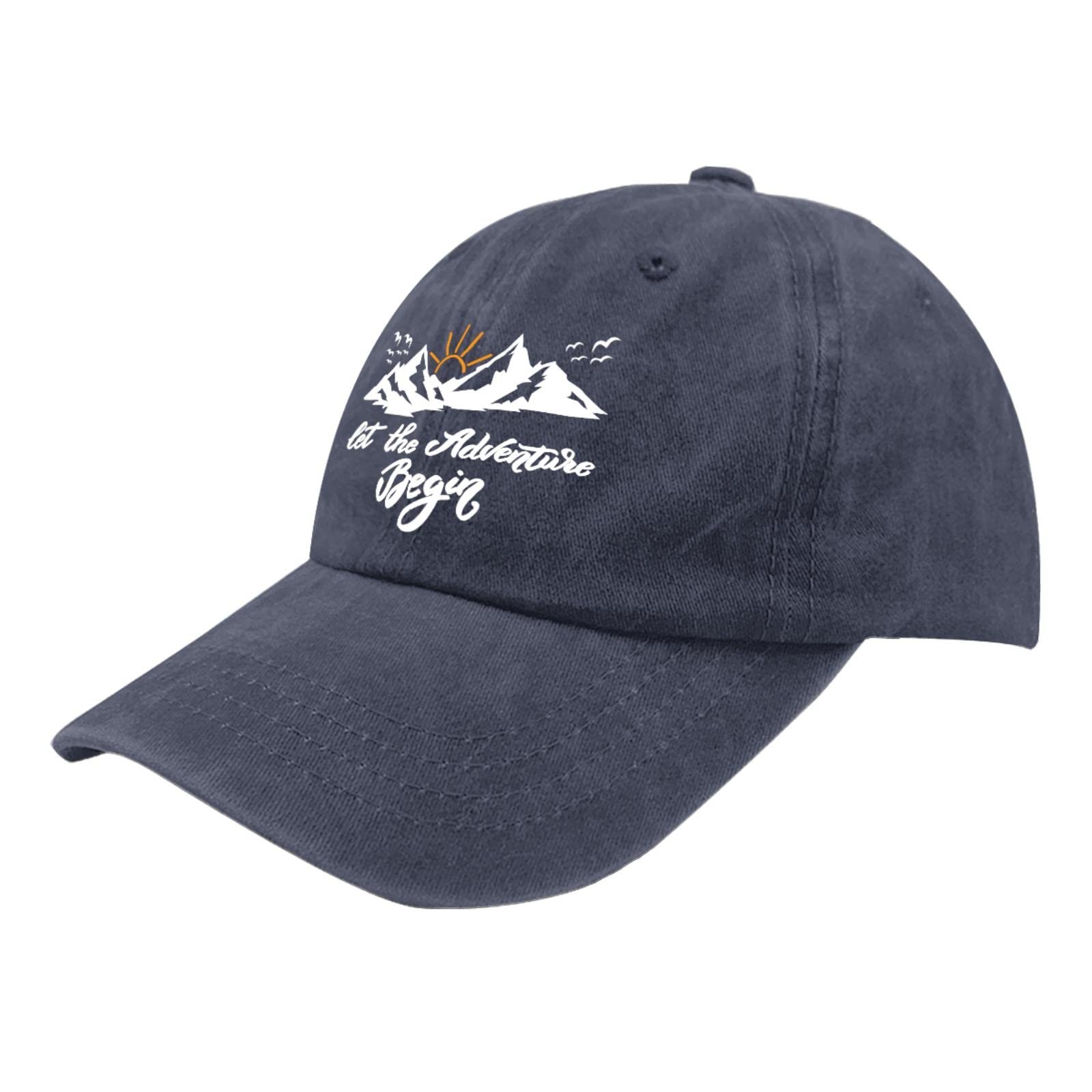 Funny Hiking Baseball Cap for Men - Let The Adventure Begin - Navy Blue Outdoor Hat for Camping, Travel & Adventure Sports