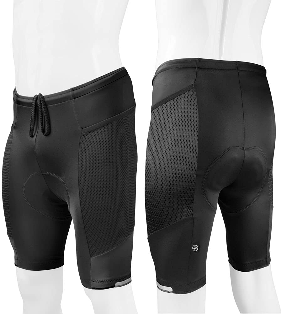 Men's Gel Touring Padded Bike Shorts with Innovative Mesh Pockets - Made in USA | Comfortable Cycling Shorts for Road Biking & Long Distance Rides