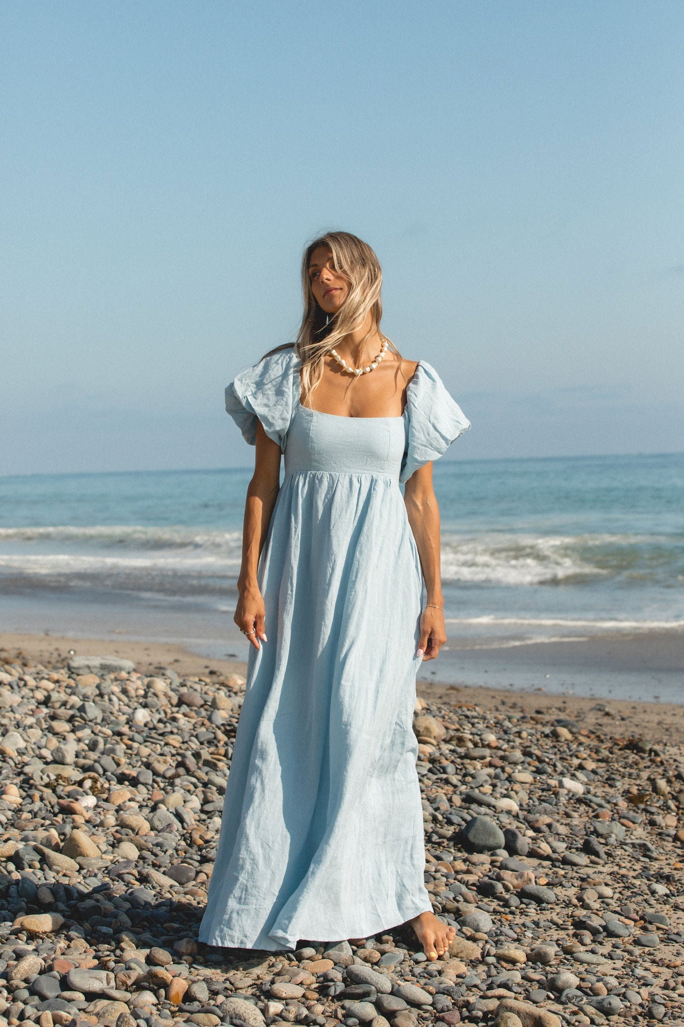 French Riviera Linen Dress for Women - Breathable Summer Beach Dress, Casual Boho Maxi Dress with Pockets | Perfect for Beach Vacations, Resort Wear & Summer Outings