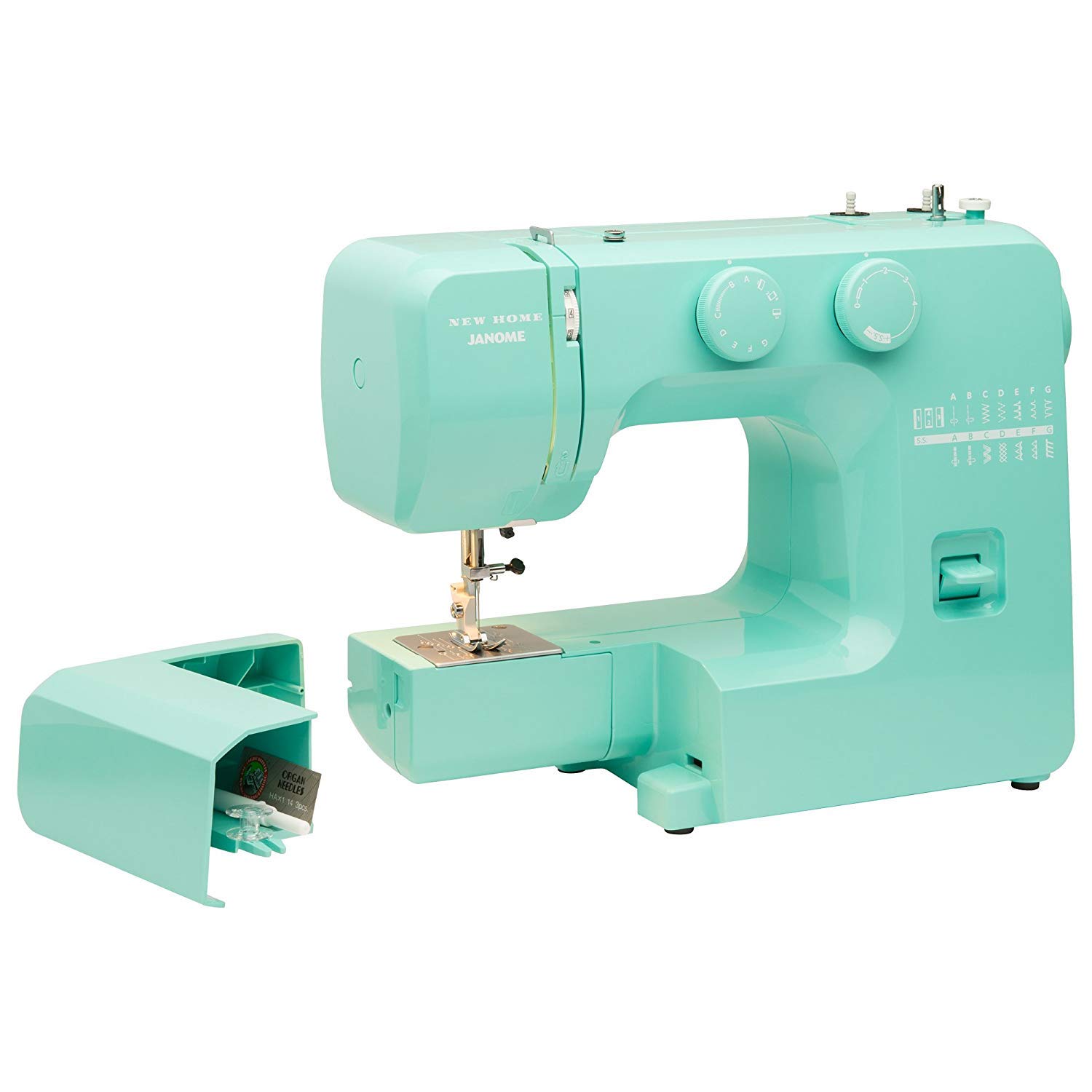 Janome Arctic Crystal Easy-to-Use Sewing Machine for Beginners - Built-in Metal Frame, Bobbin Diagram & Tutorial Videos - Perfect for DIY Crafts, Home Decor & Fashion Sewing Projects (Turquoise)