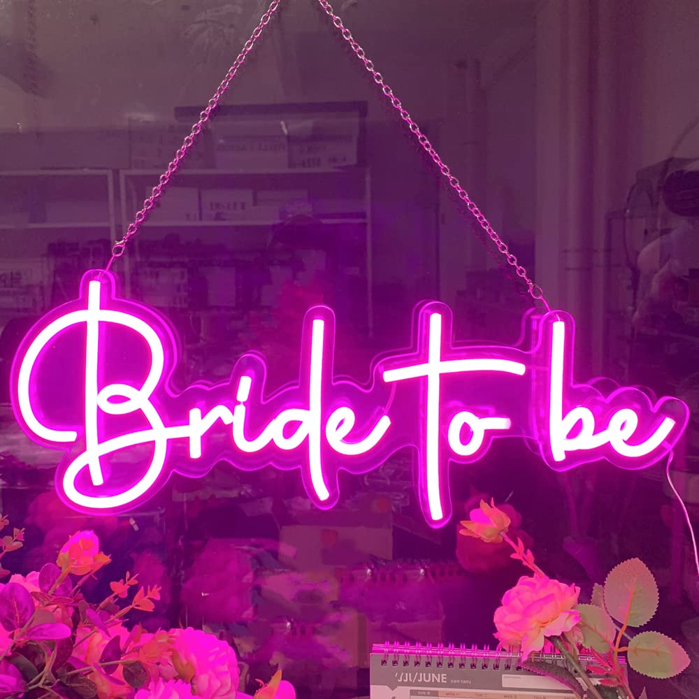 DECO Bride To Be Neon Sign - 22x8 Inch LED Wall Decor for Bridal Showers, Wedding Parties & Bedroom Lighting - Perfect Gift for Future Brides - Ideal for Bachelorette Parties, Wedding Venues & Home Decor