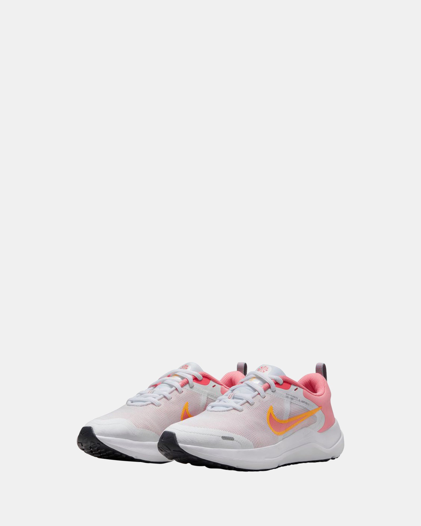 Nike Downshifter 12 Grade School Running Shoes - White/Laser Orange/Coral Chalk | Lightweight Comfort for Kids' Sports & Daily Wear