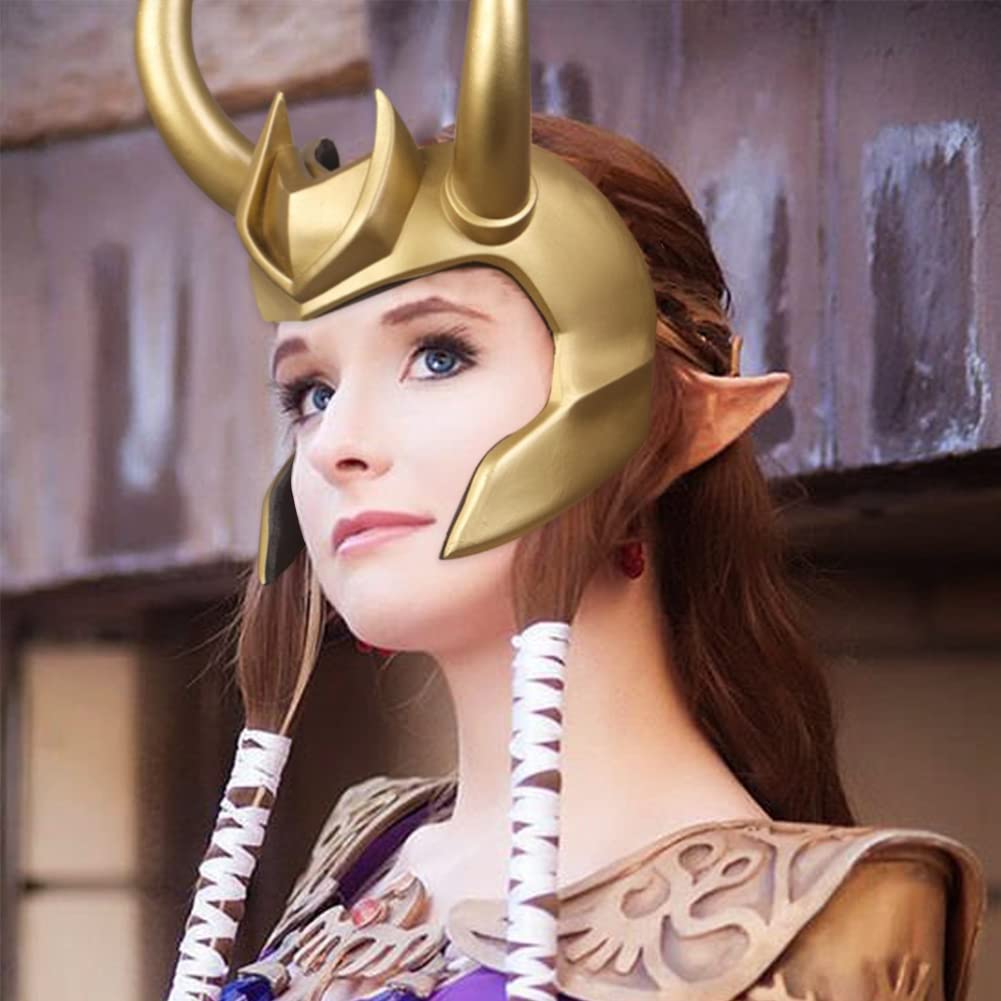 Golden Viking Helmet Cosplay Crown - Adjustable Medieval Knight Costume Accessory for Halloween, Renaissance Fairs & LARP Events