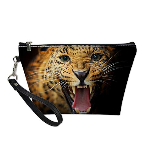 Showudesigns Leopard Print Small Leather Cosmetic Bag for Women - Zippered Makeup Pouch & Toiletry Organizer - Perfect Travel Clutch for Gym, Vacation, and Daily Essentials