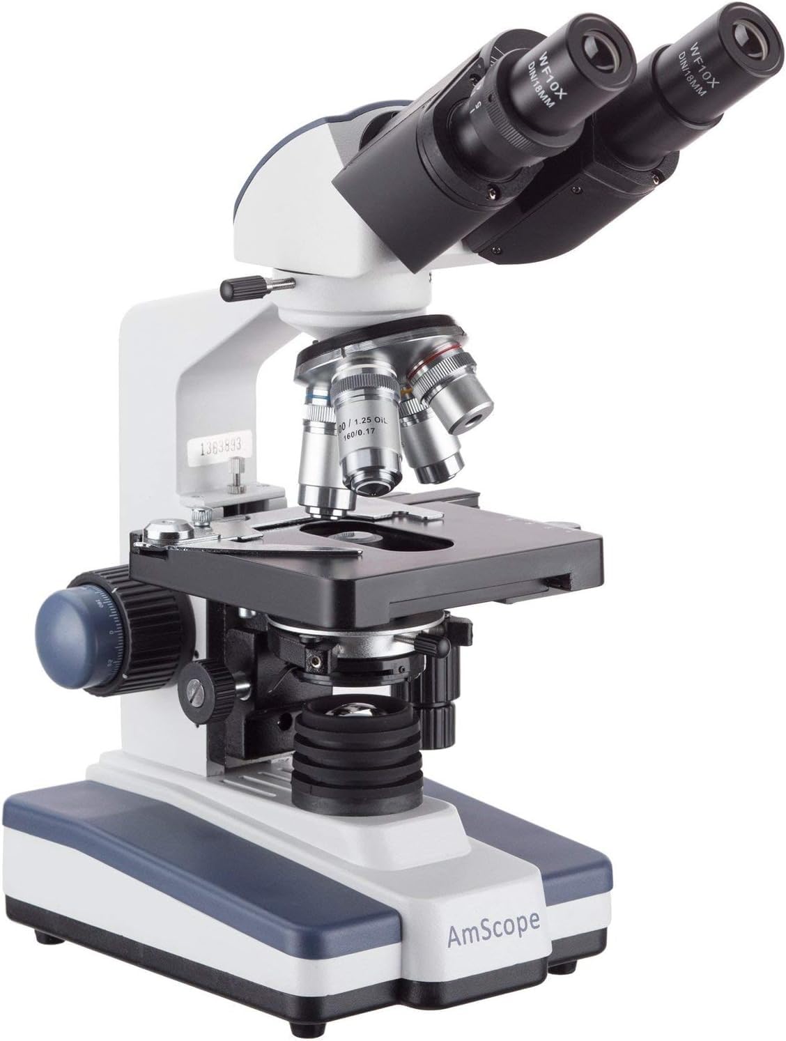 AmScope B120C-E1 40X-2500X LED Digital Binocular Compound Microscope with 3D Stage & 1.3MP USB Camera - Ideal for Lab Research, Classroom Education, and Scientific Exploration