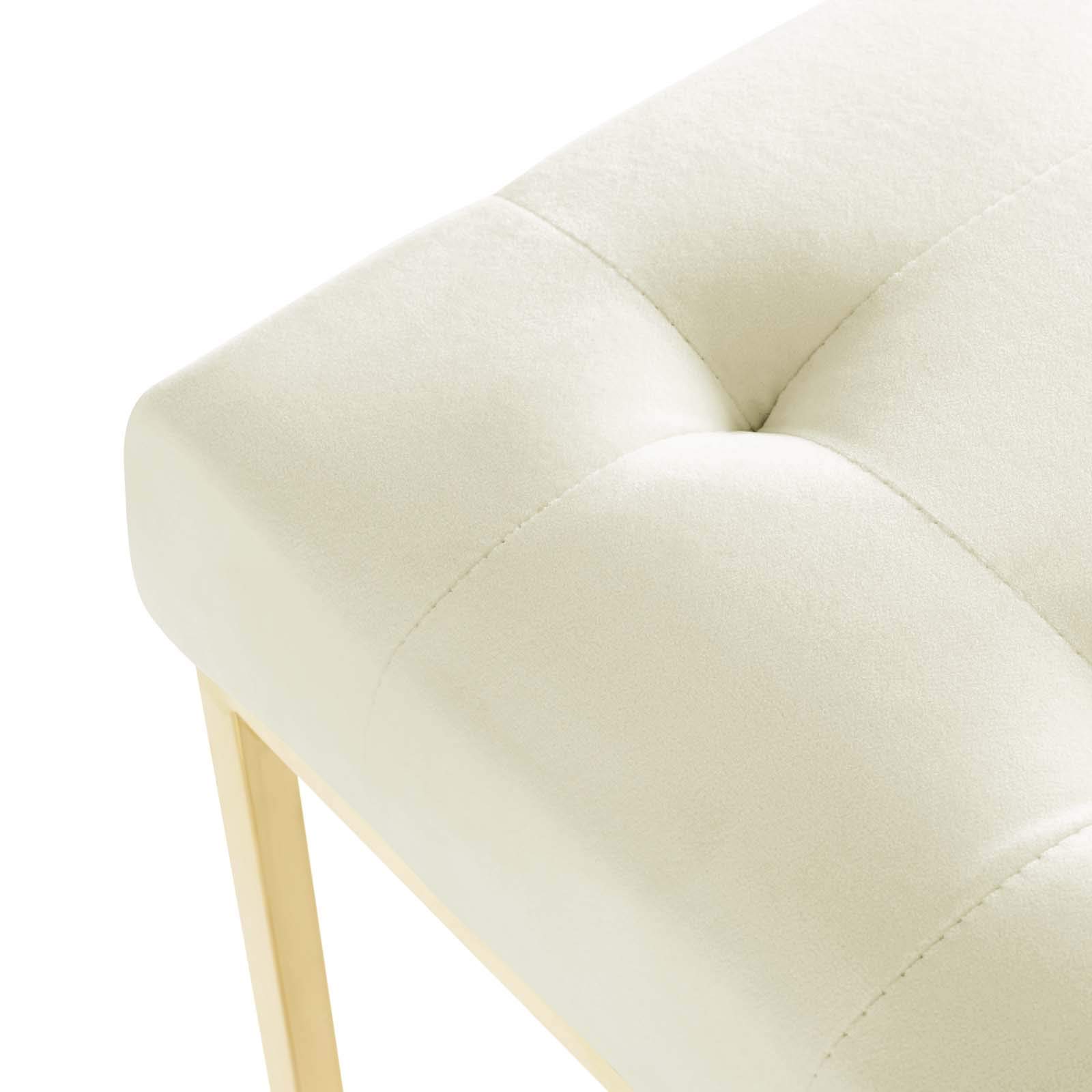 Modern Velvet Dining Chair with Metal Frame - Gold, Ivory & White Upholstered Side Chair for Kitchen, Dining Room & Home Decor