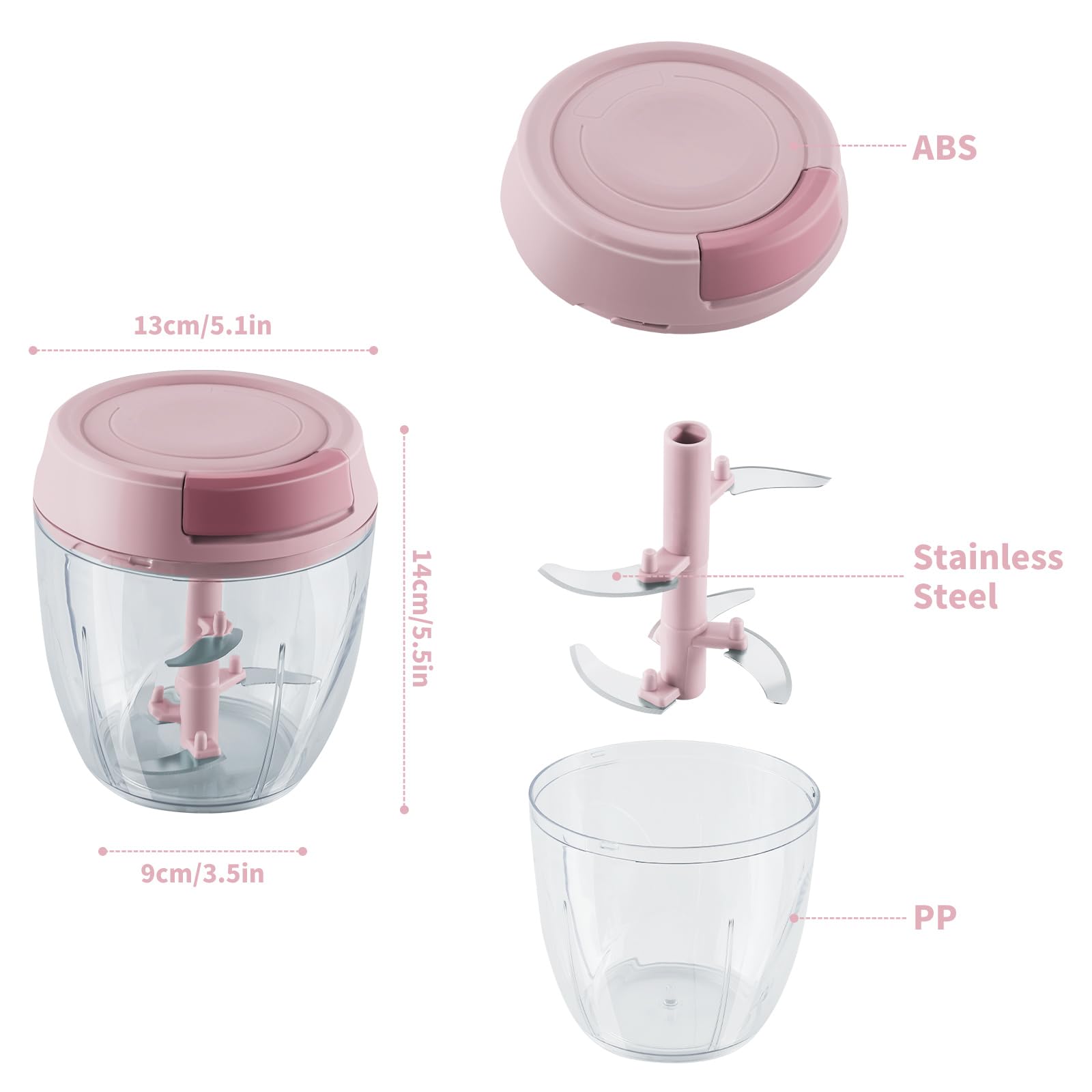 Premium Manual Food Chopper - 900ML Vegetable Cutter for Onions, Garlic, Herbs & Veggies - Kitchen Dicer Grinder with Container - Perfect for Meal Prep, Salads & Cooking