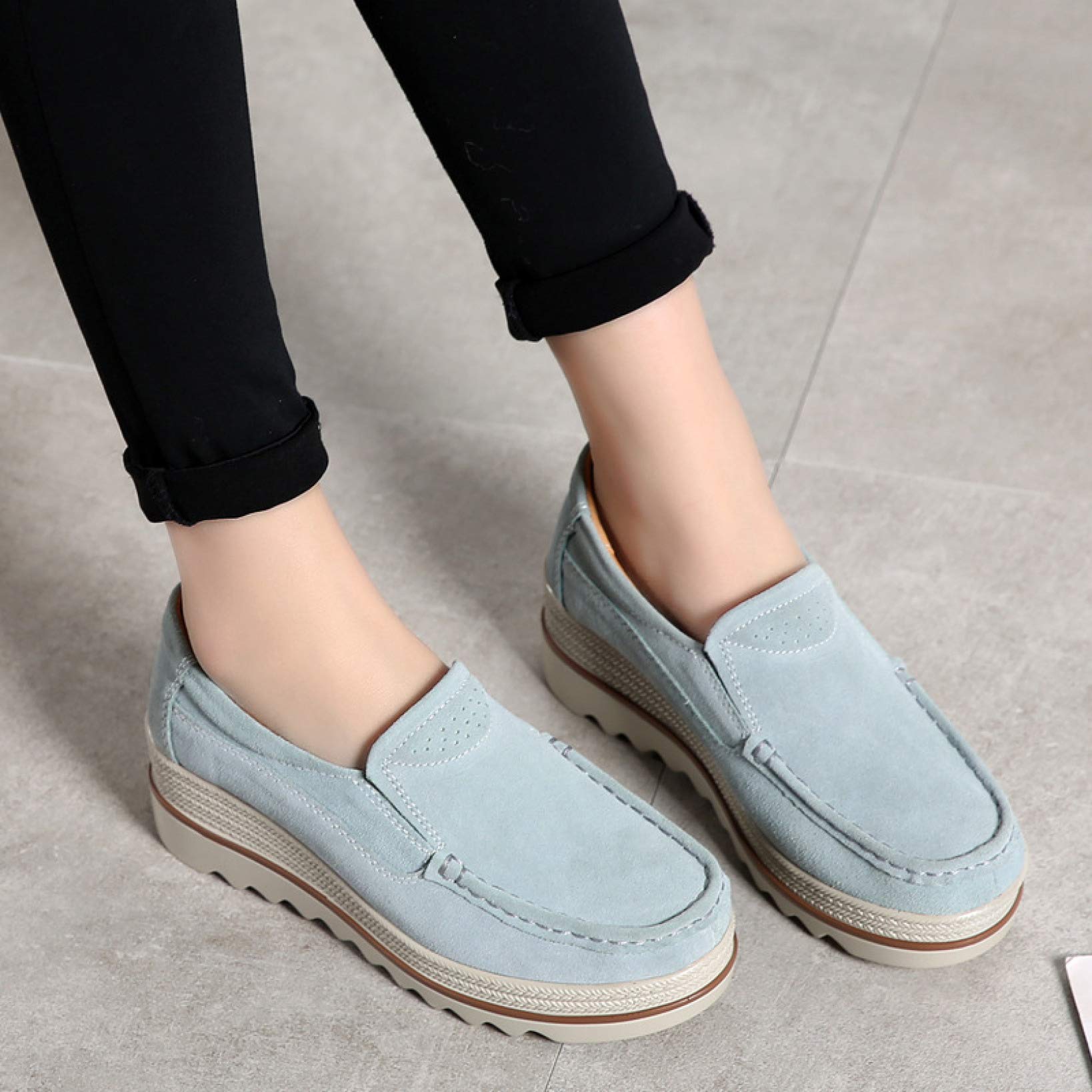 Women's Non-Slip Faux Suede Wedge Platform Loafers - Comfortable Slip-On Moccasin Boat Shoes with Thick Sole for Work, Travel & Casual Wear