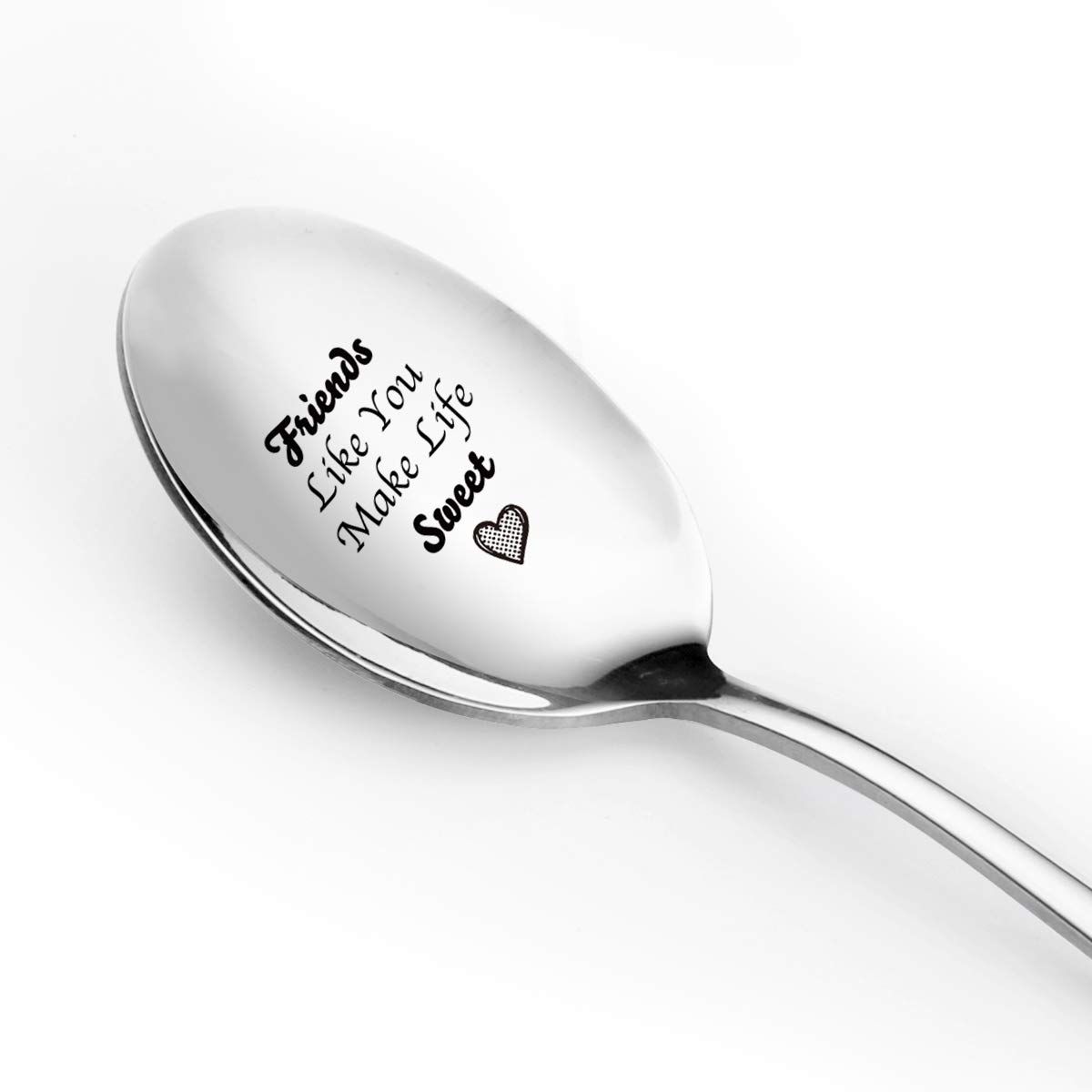 Engraved Stainless Steel Friendship Spoon - Cute Coffee Dessert Cereal Spoon for Women & Men - Best Friend Gift for Birthday Valentine Christmas - Perfect for Coffee Lovers & Sweet Moments