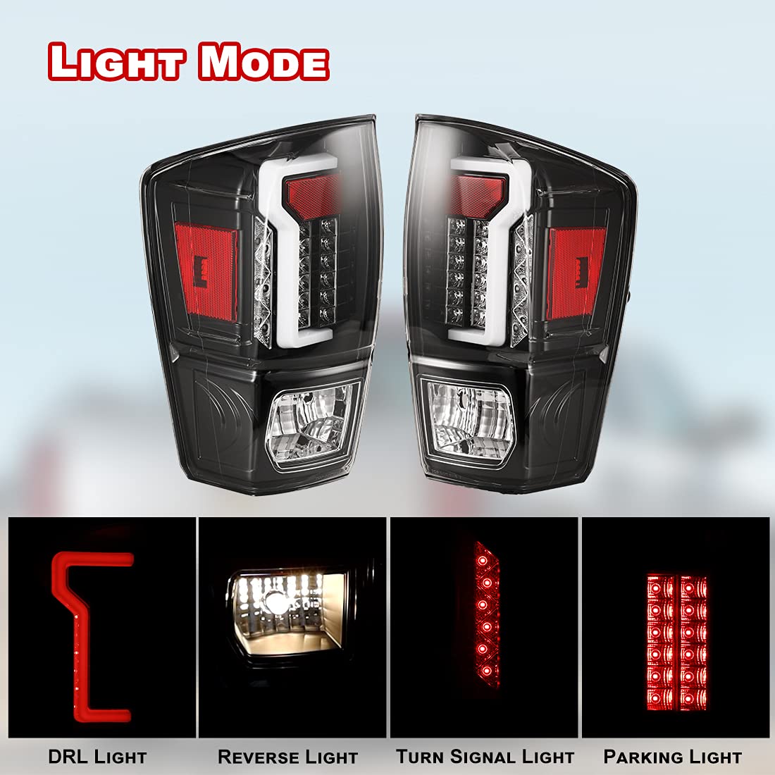 Nixon Offroad LED Tail Lights for 2016-2021 Toyota Tacoma - Clear Lens Brake Lights with Turn Signal & DRL - Plug and Play Replacement for Driver & Passenger Side - Perfect for Off-Roading, Night Driving & Truck Customization