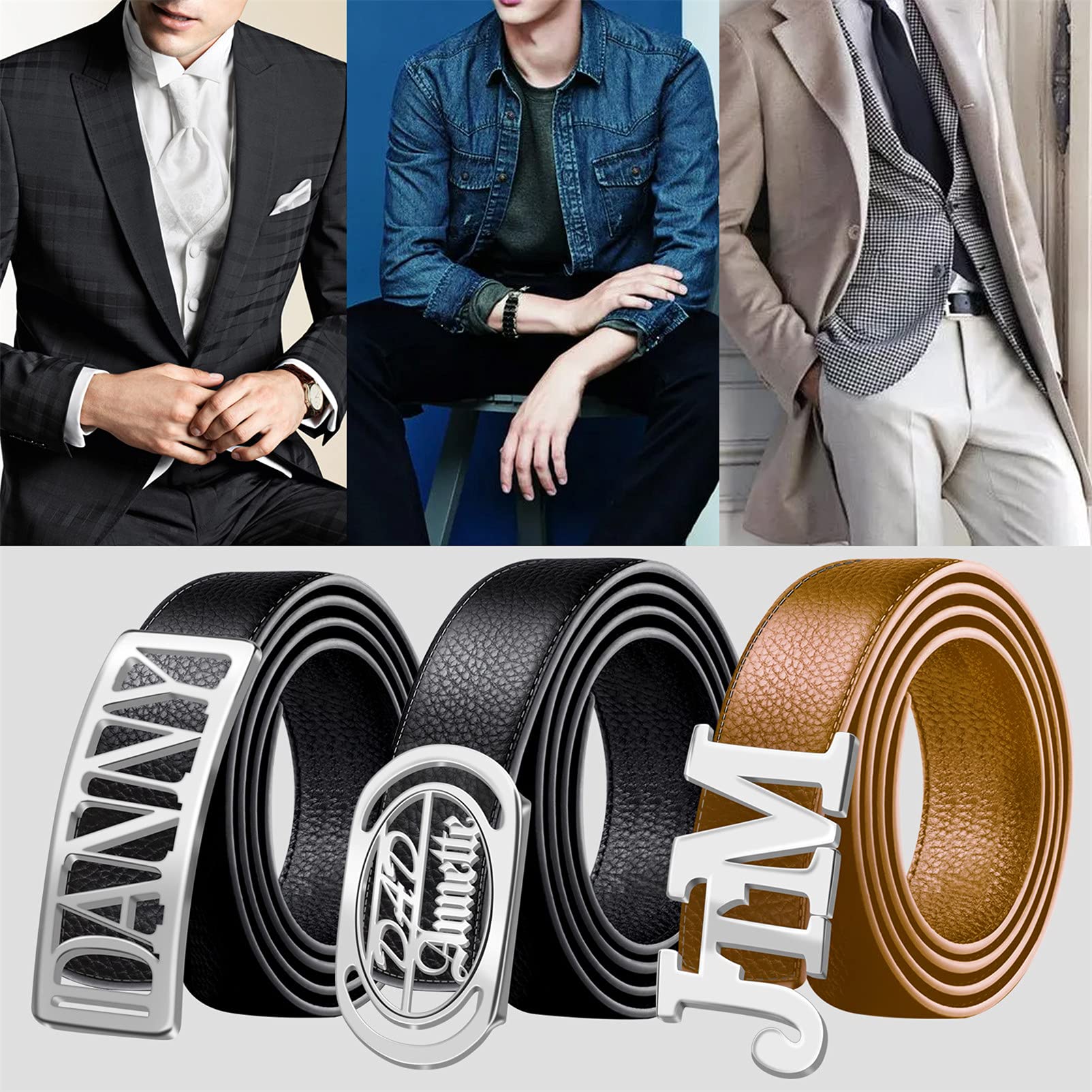 **BAUMA AUTO Men's Genuine Leather Belt - Custom Engraved Name, Concealed Carry EDC, Classic Dress Belt for Business & Casual Wear | Perfect for Office, Wedding & Everyday Use**