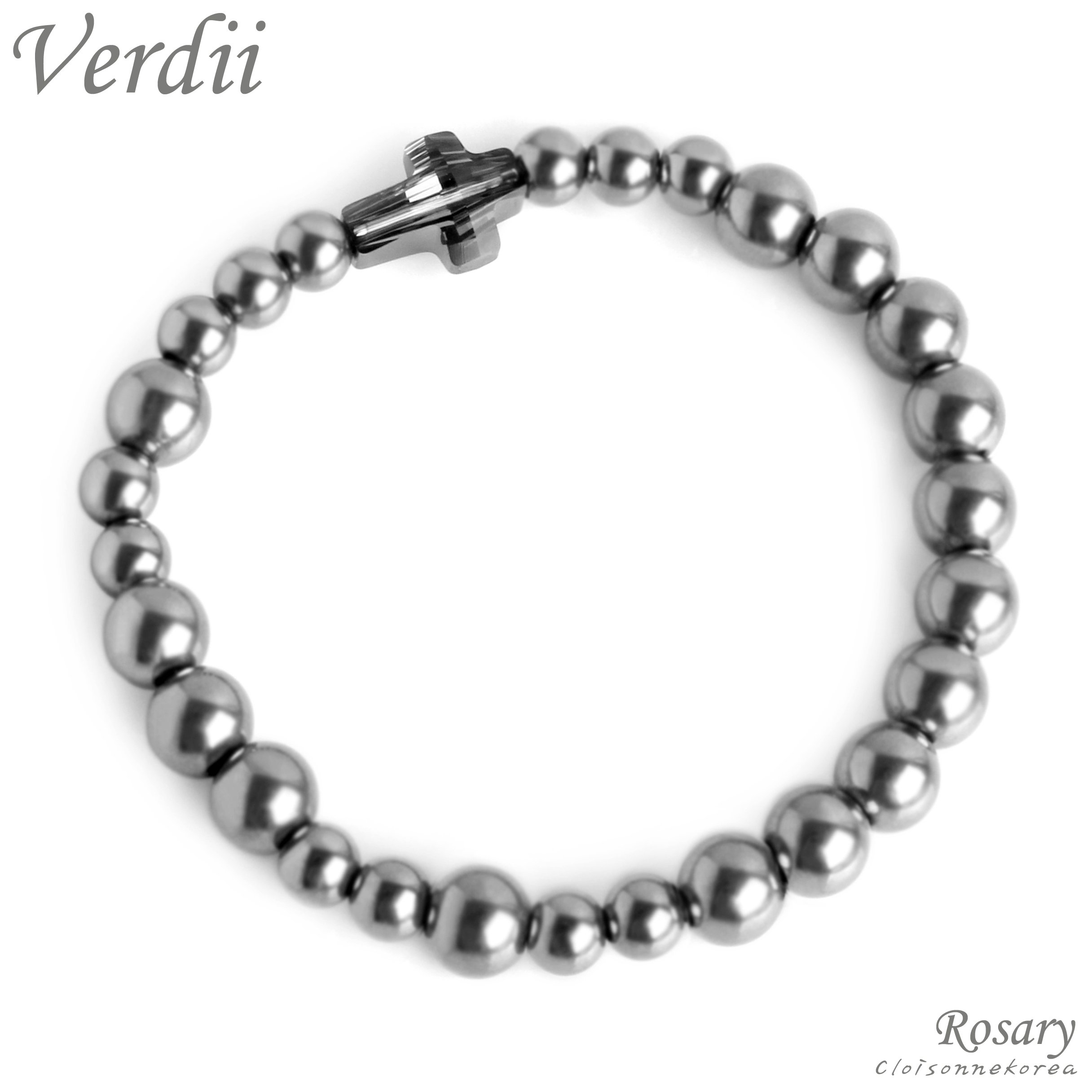 Terahertz Crystal Cross Catholic Rosary Bracelet - TR1148M for Health & Wellness | Spiritual Protection & Healing Jewelry for Meditation, Prayer & Daily Wear