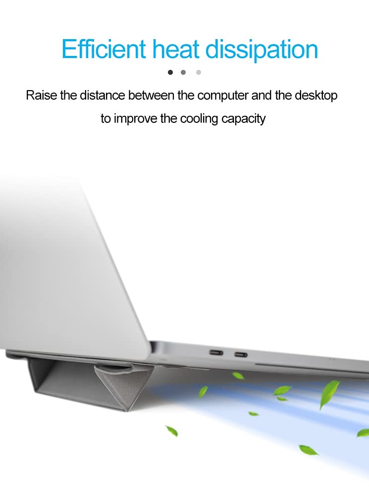 Mount Plus LS1 Flat Foldable Laptop Stand | Lightweight & Anti-Slide Portable Notebook Stand | Compatible with MacBook Air, Tablets & Laptops (Black) | Perfect for Home, Office & Travel Use