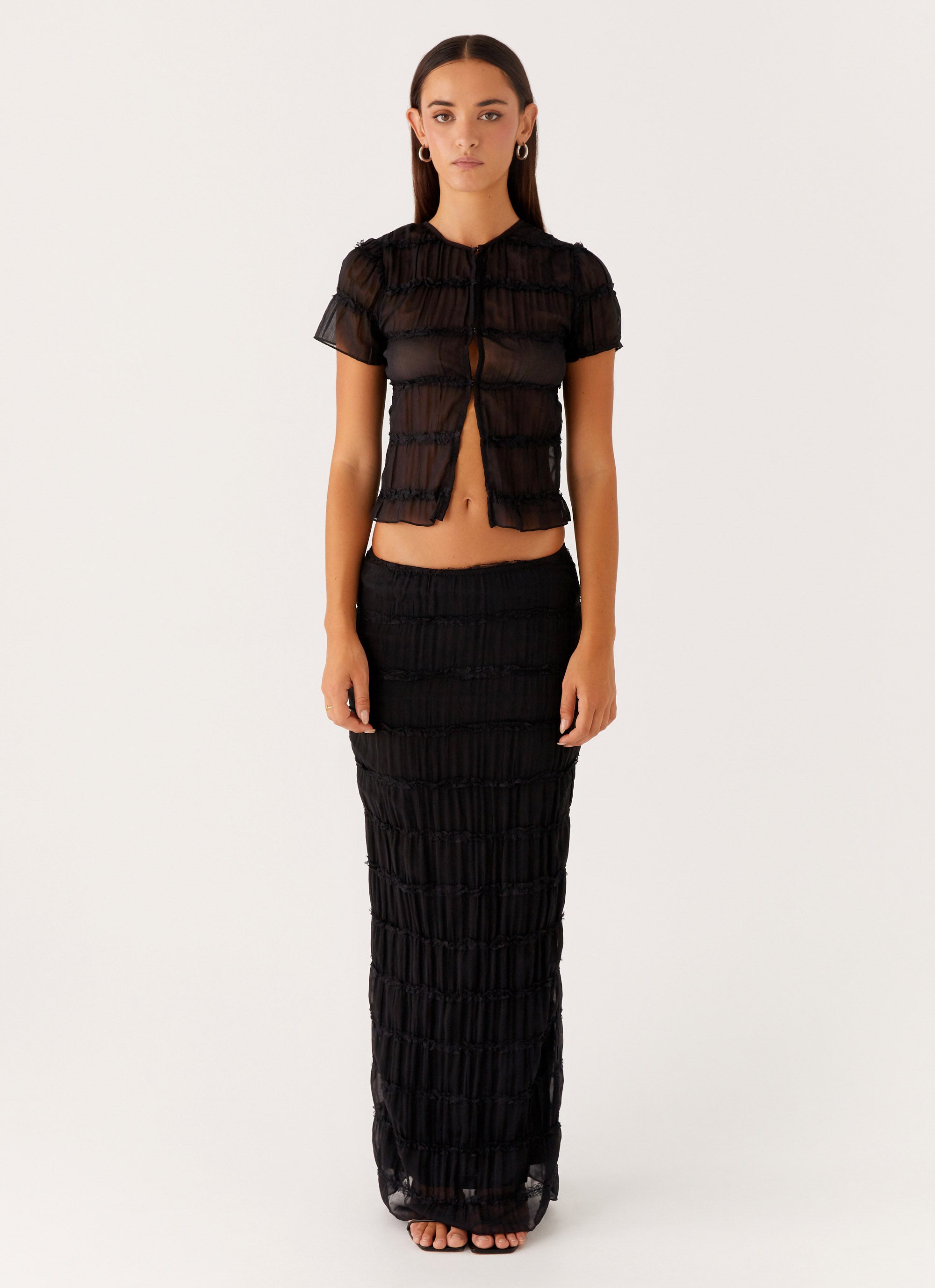 Daydreaming Low Rise Maxi Skirt - Black | Flowy Boho Long Skirt for Women | Perfect for Beach, Festival & Summer Outfits