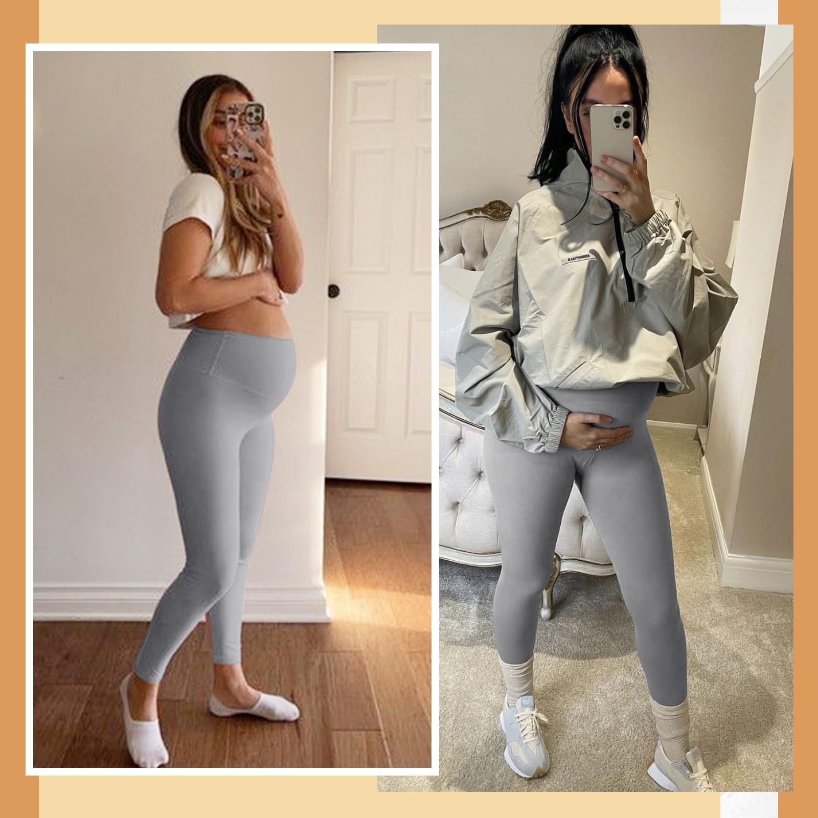 YOLIX Maternity Leggings with Pockets - Over The Belly Pregnancy Yoga Pants for Women, Black - Perfect for Workouts, Yoga & Everyday Comfort