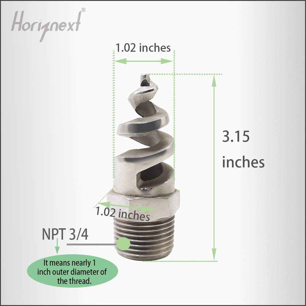 3/4 NPT Spiral Aerator Nozzle - 316 Stainless Steel Lawn & Garden Sprayer for Dust Removal, Fireproofing, Gas & Liquid Cooling (5-Pack) - Ideal for Irrigation, Fire Safety & Industrial Applications