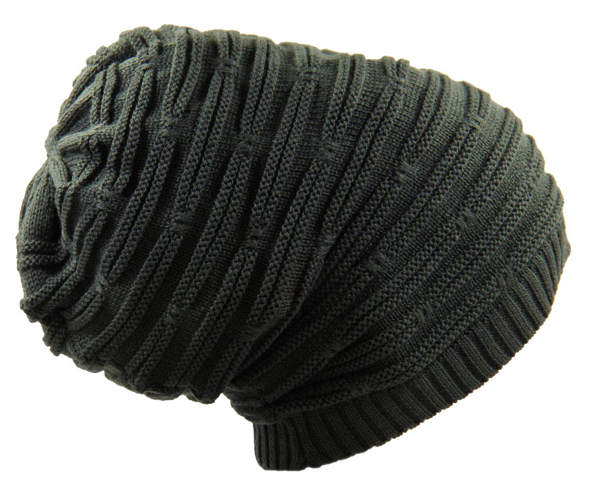 RW Rasta Stretch Long Beanie Hats for Men & Women - Soft Knit Slouchy Skull Cap with Rasta Colors - Perfect for Winter, Outdoor Activities & Festival Fashion