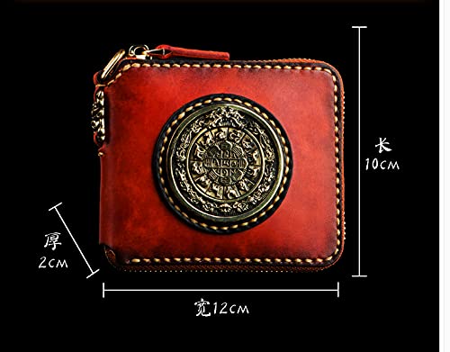 Nine Palaces Gossip Genuine Cowhide Zip Around Wallet with Zipper Clutch & Multiple Card Slots - Stylish Unisex Purse for Men & Women | Perfect for Everyday Use, Travel & Gift Giving