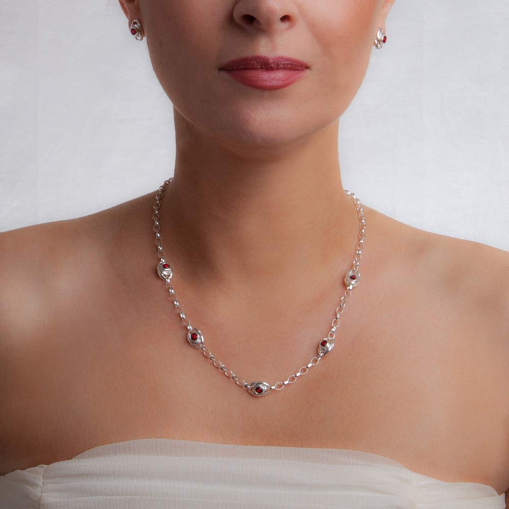 925 Sterling Silver Garnet Necklace for Women - Elegant Gift for Her, Mom, Daughter, Girlfriend & Partner | Perfect for Anniversaries, Birthdays & Valentine's Day