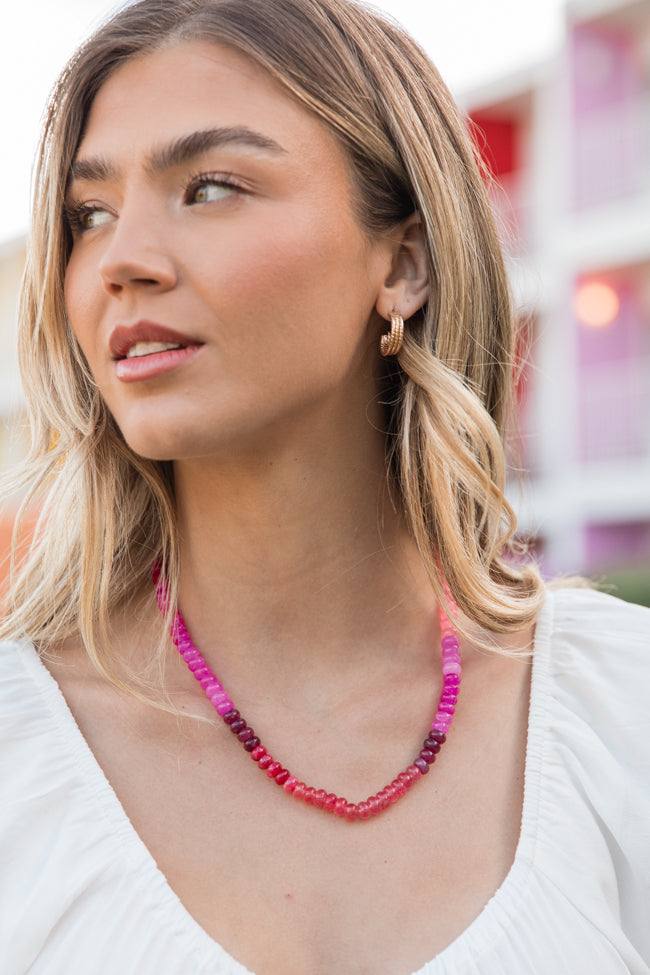 Elegant Pink and Red Beaded Necklace for Women | Bohemian Style Jewelry Gift | Perfect for Parties, Weddings & Date Nights