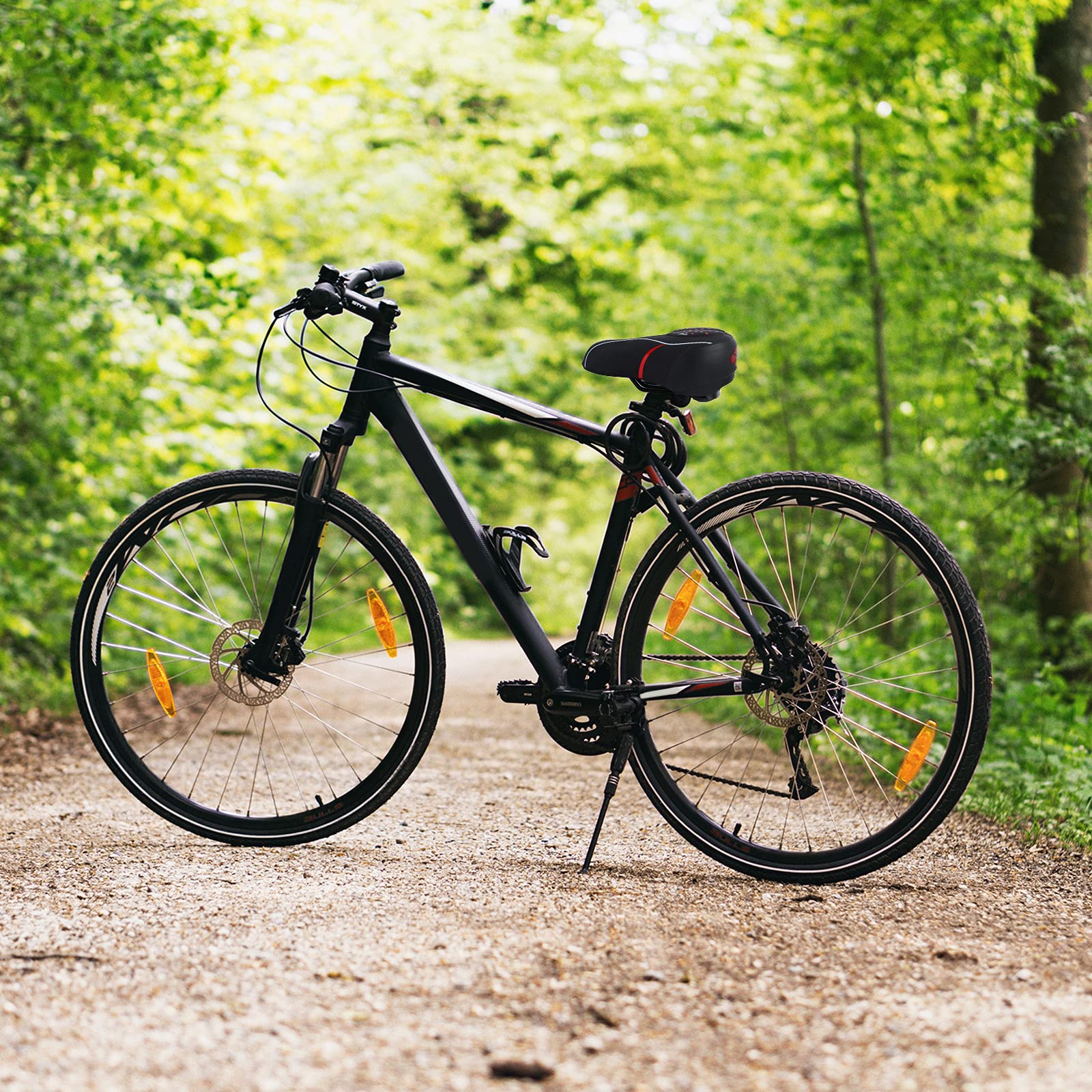 Comfortable Bike Seat Cushion - Soft Gel Mountain Bike Saddle with Reflective Strips for Shock Absorption | Perfect for Outdoor Cycling, Mountain Biking & Commuting