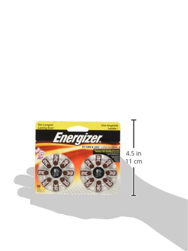 Energizer 312 Hearing Aid Batteries - 16 Count, Long-Lasting Power for Hearing Devices | Perfect for Daily Use, Travel & Outdoor Activities