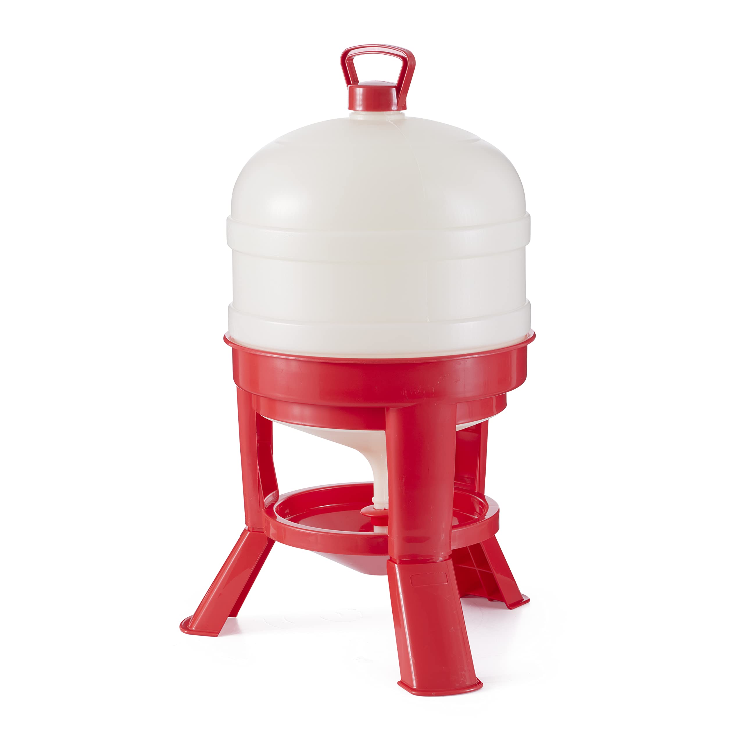 Little Giant DOMEWTR8 8 Gallon Heavy Duty Plastic Poultry Waterer with 3-Footed Stand - Automatic Chicken Water Dispenser for Coops & Backyard Flocks (Red, 2 Pack) - Ideal for Poultry Farming, Chicken Coops & Outdoor Use