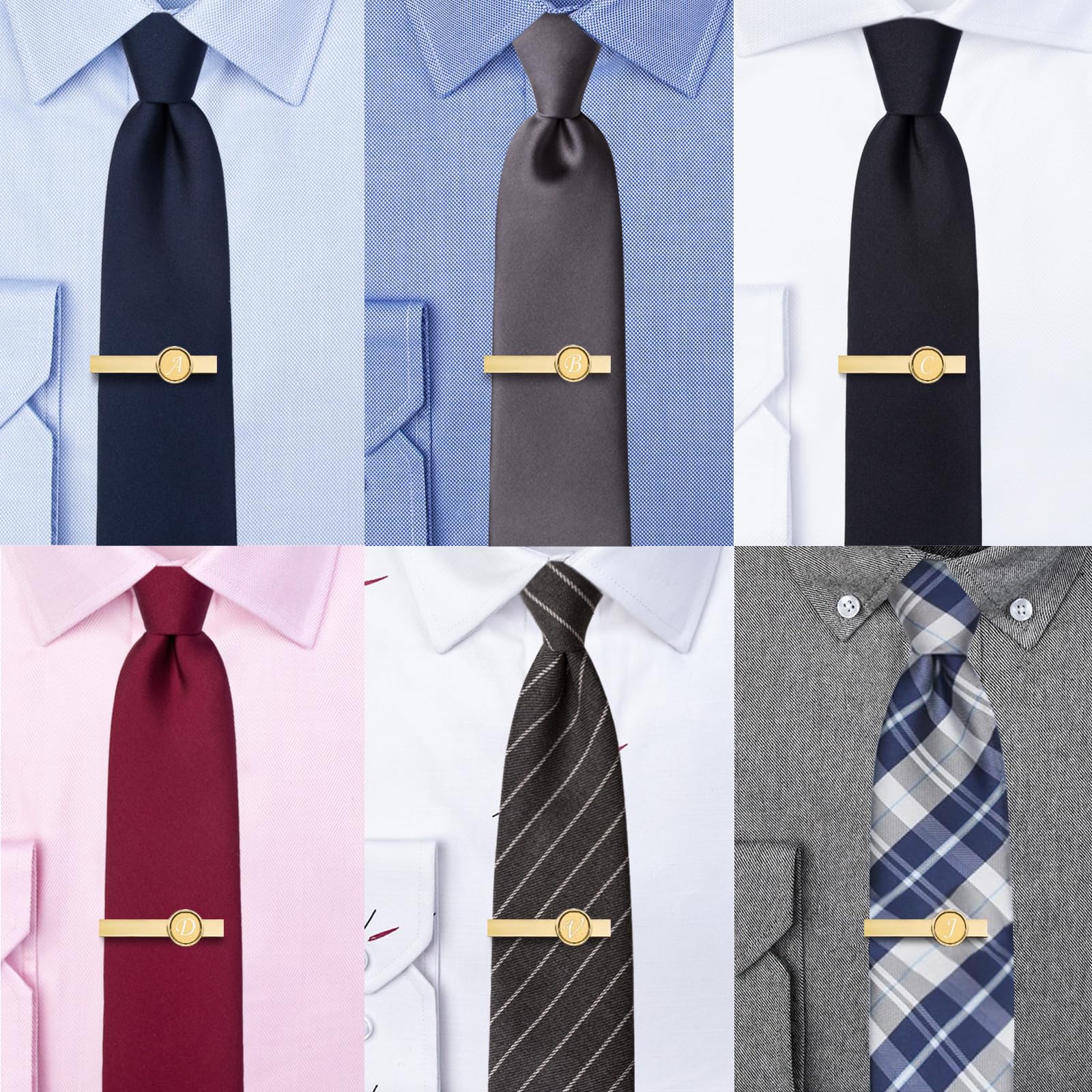 HAWSON 2 Inch Gold Engraved Letter Tie Clips & Cufflinks Set for Men - A-Z Monogram Formal Business Wedding Accessories - Perfect for Corporate Gifts, Prom, Graduation & Special Occasions